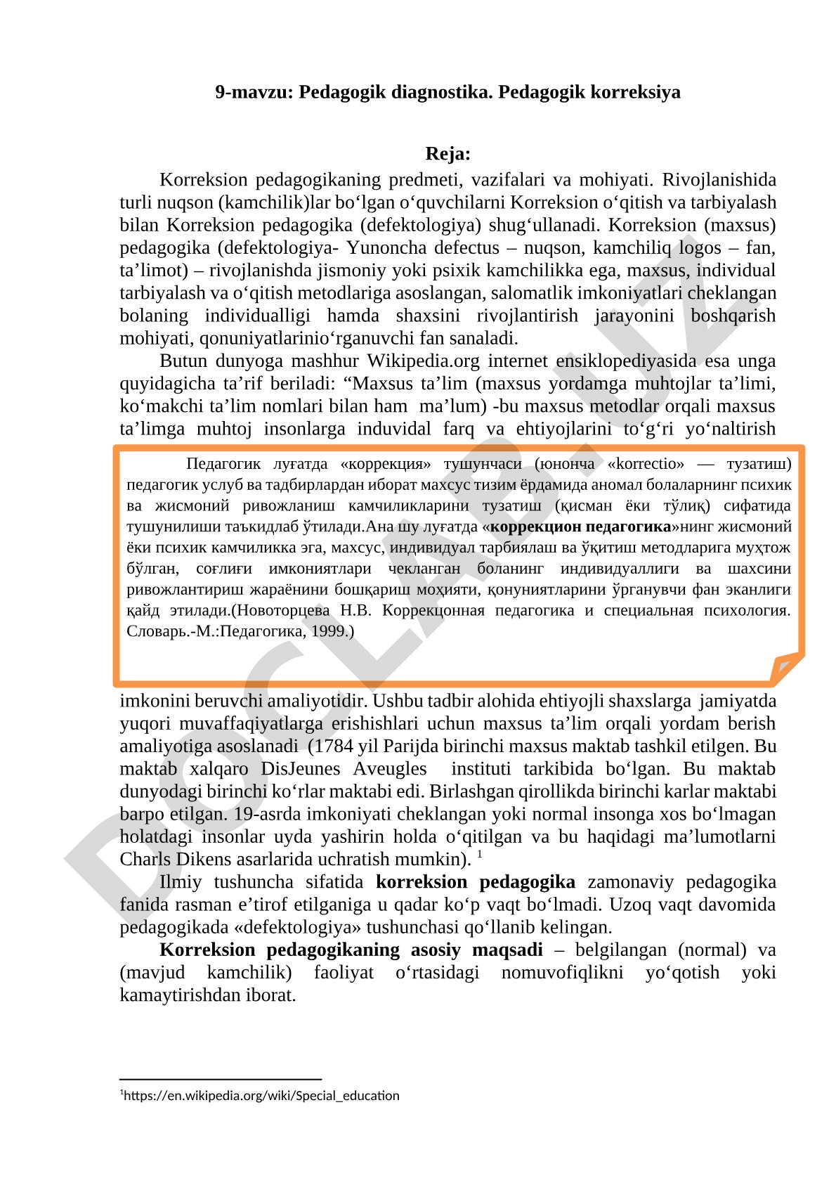 Pedagogik diagnostika. Pedagogik korreksiya