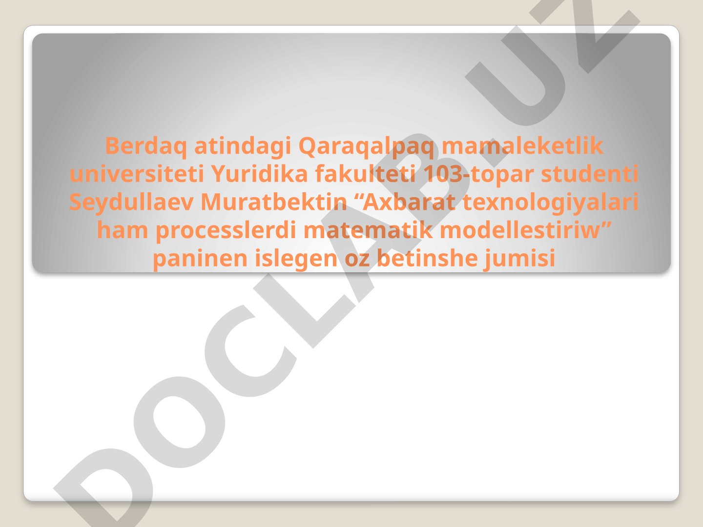 Informacion qawipsizliktin Ozbekstan Respublikasi qawipsizligindegi orni