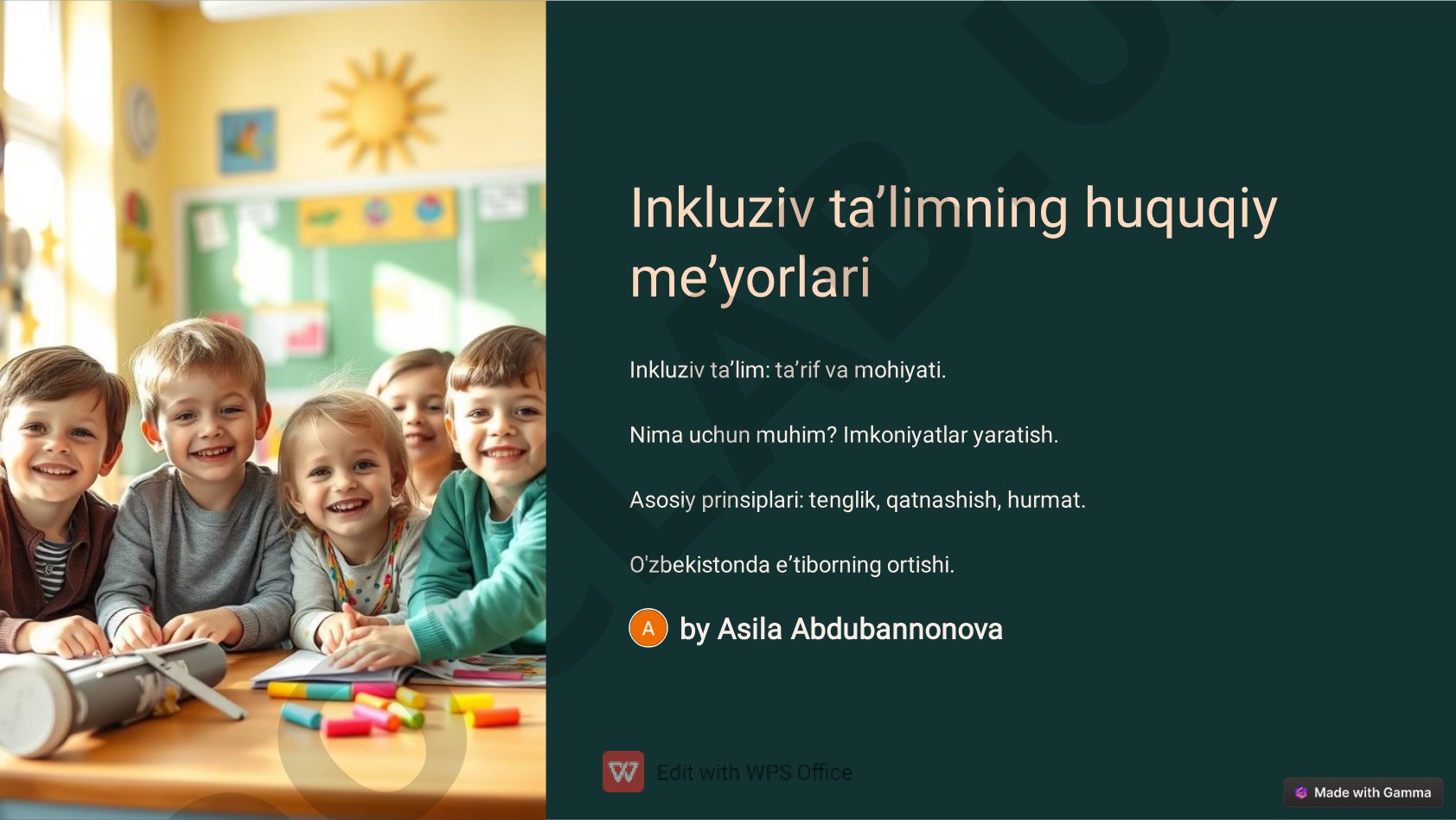 Inkluziv taʼlimning huquqiy meʼyorlari