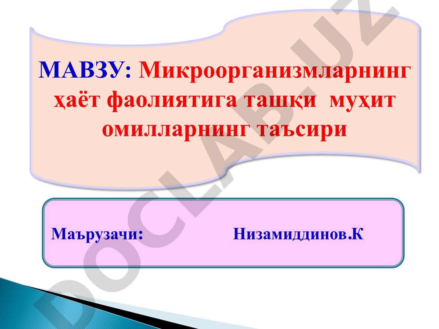 Микроорганизмларнинг ҳаёт фаолиятига ташқи муҳит омилларнинг таъсири