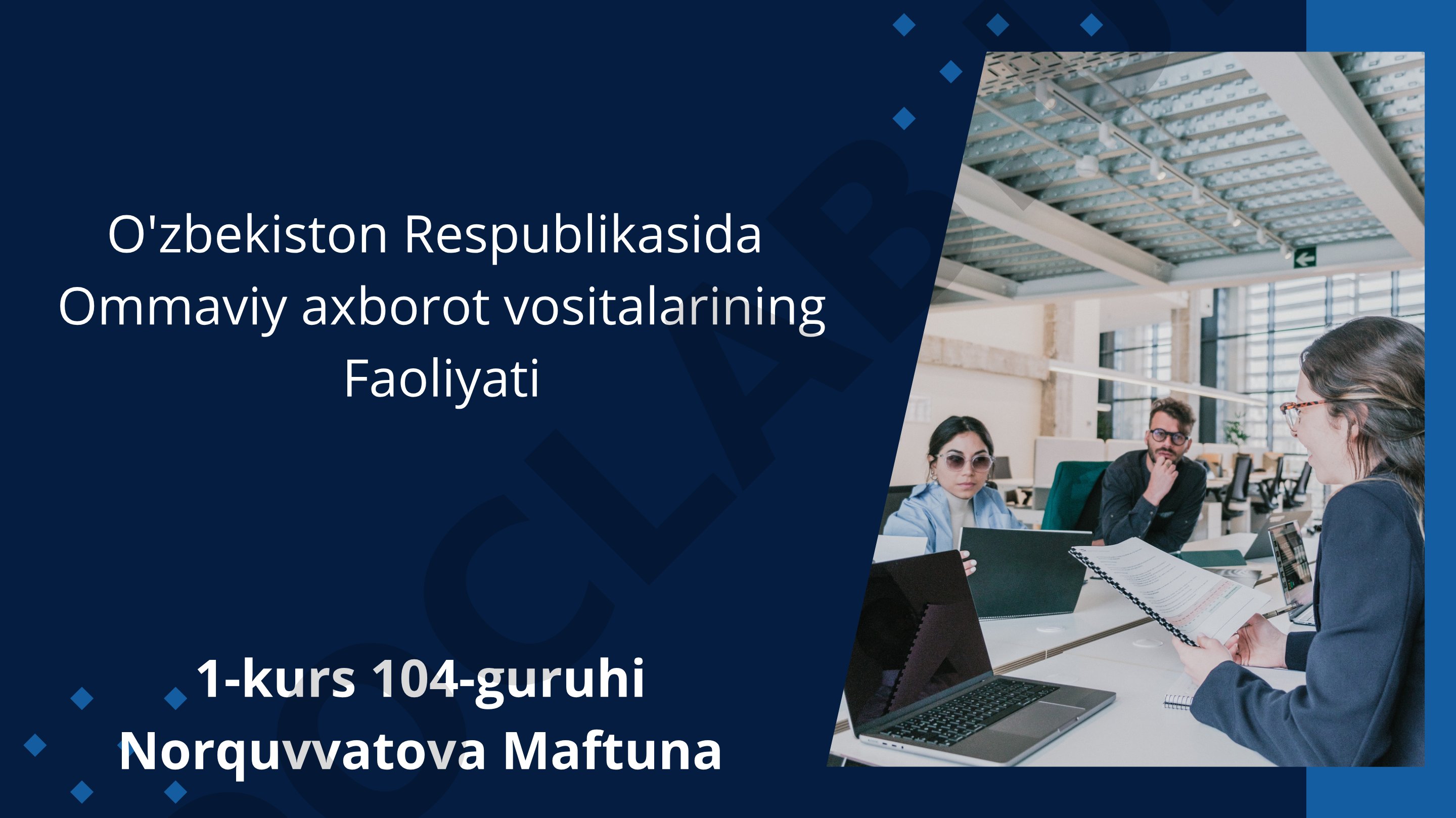 O'zbekiston Respublikasida Ommaviy axborot vositalarining Faoliyati