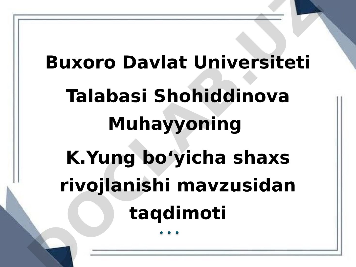 K.Yung bo'yicha shaxs rivojlanishi