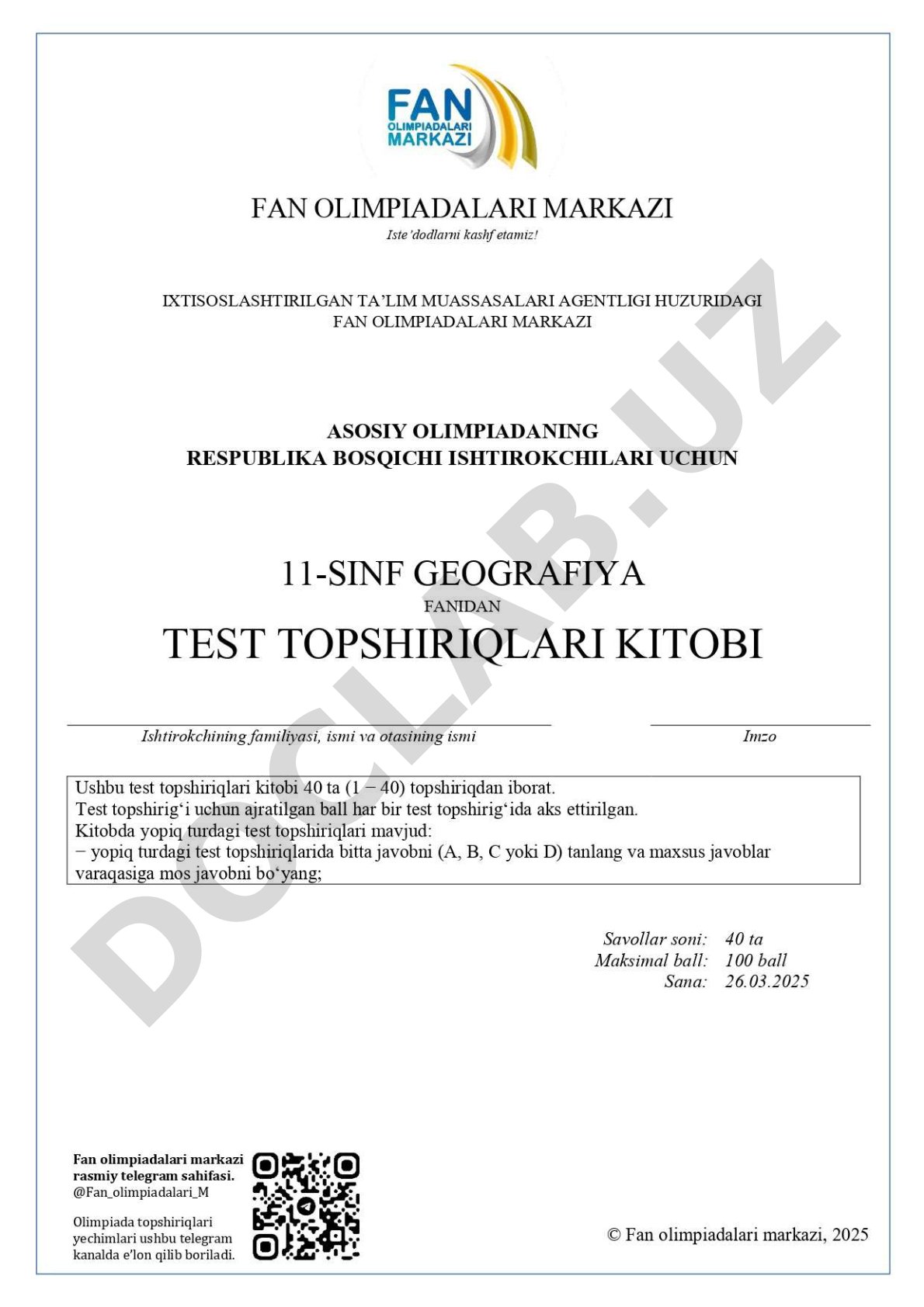 Metadata tuzish qoidalari va kategoriyalar ro'yxati