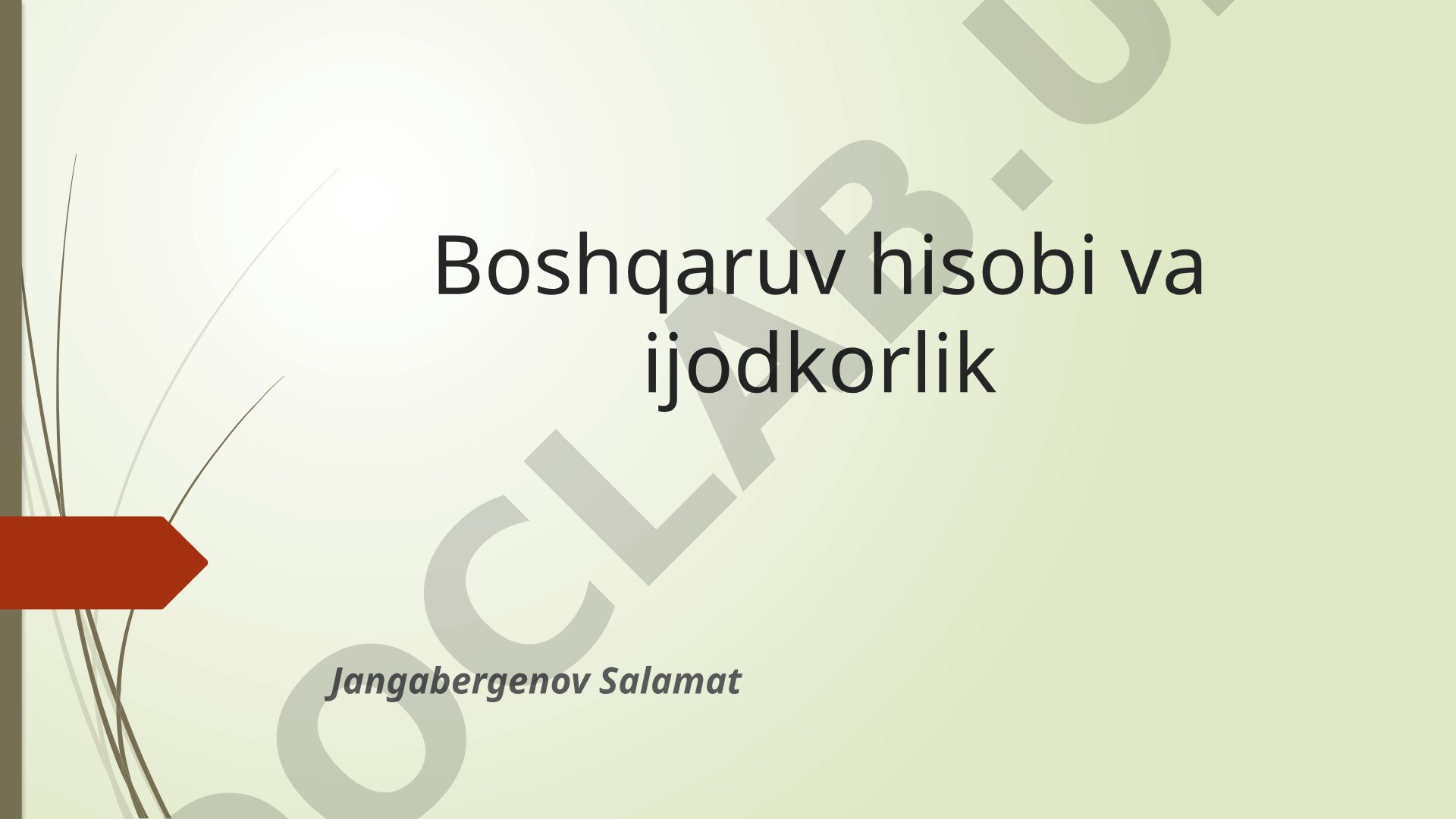 Boshqaruv hisobi va ijodkorlik