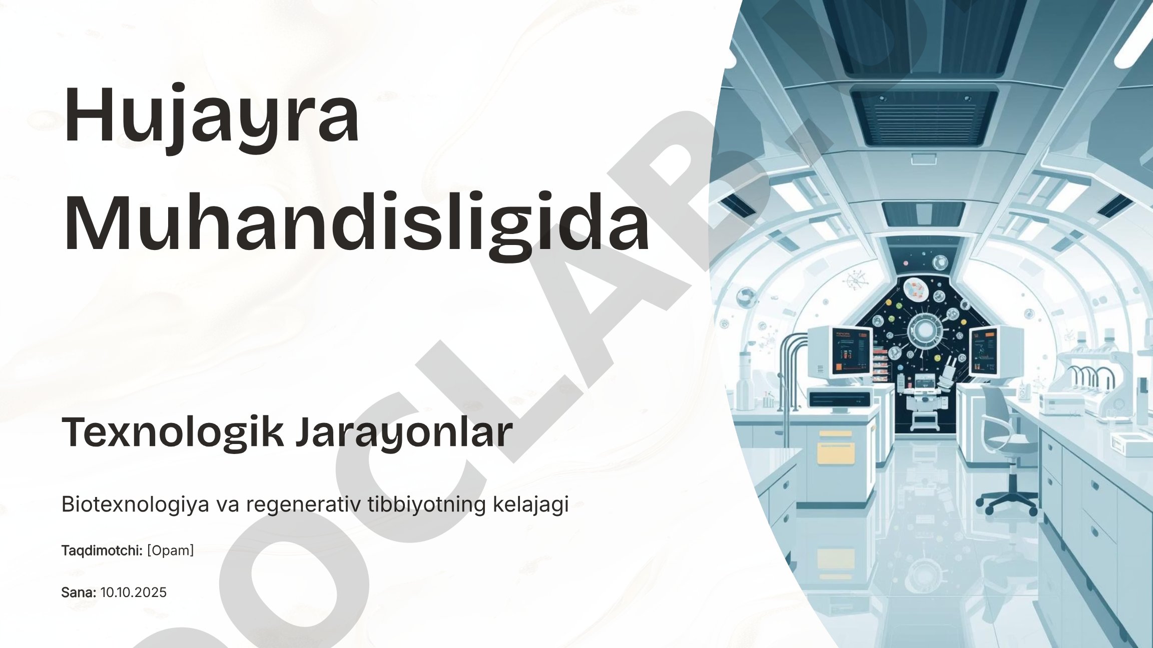 Hujayra Muhandisligida Texnologik Jarayonlar Biotexnologiya va regenerativ tibbiyotning kelajagi