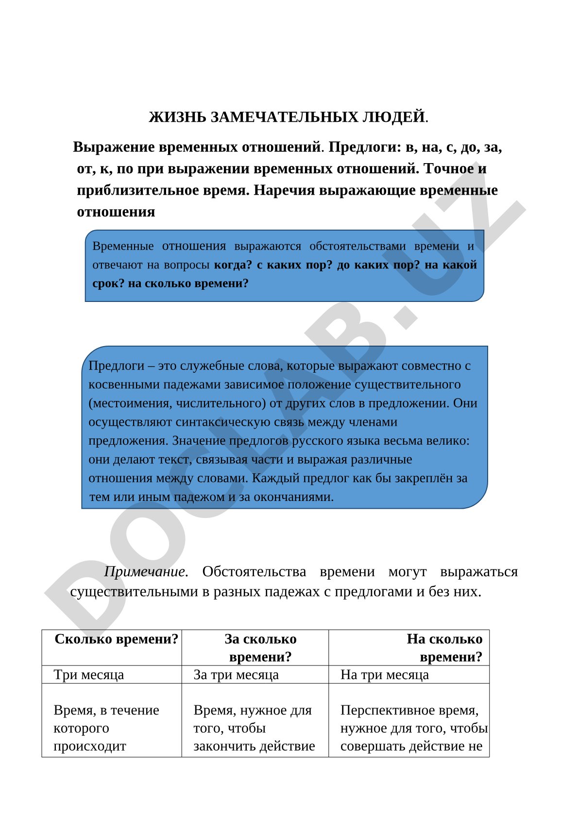 Выражение временных отношений с предлогами в русском языке