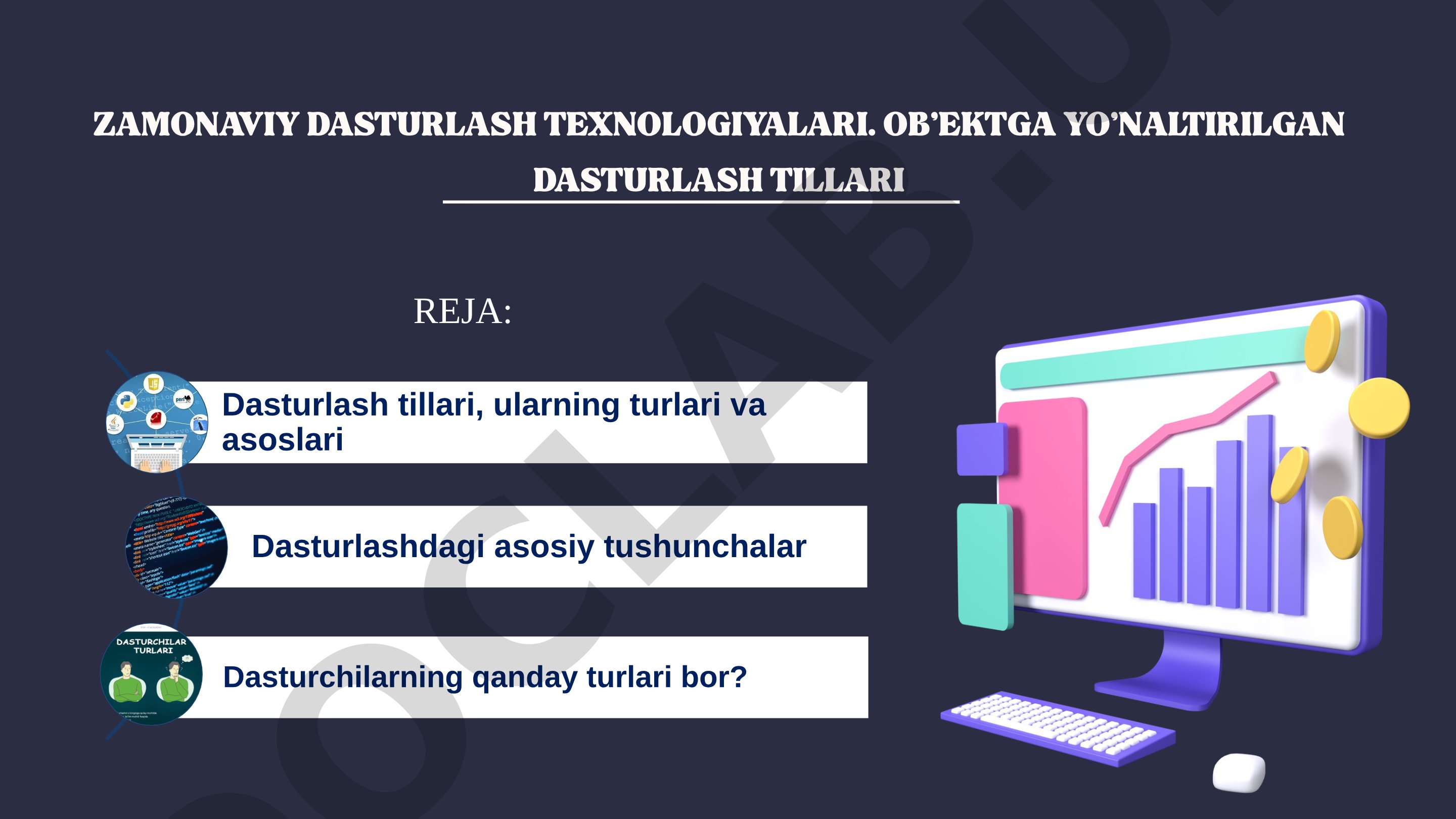 ZAMONAVIY DASTURLASH TEXNOLOGIYALARI