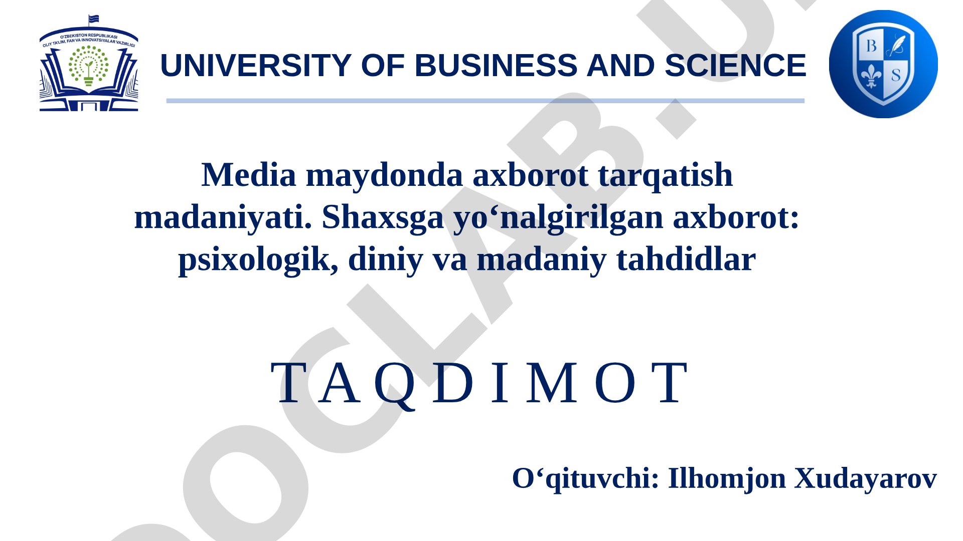Media maydonda axborot tarqatish madaniyati. Shaxsga yo‘nalgirilgan axborot: psixologik, diniy va madaniy tahdidlar