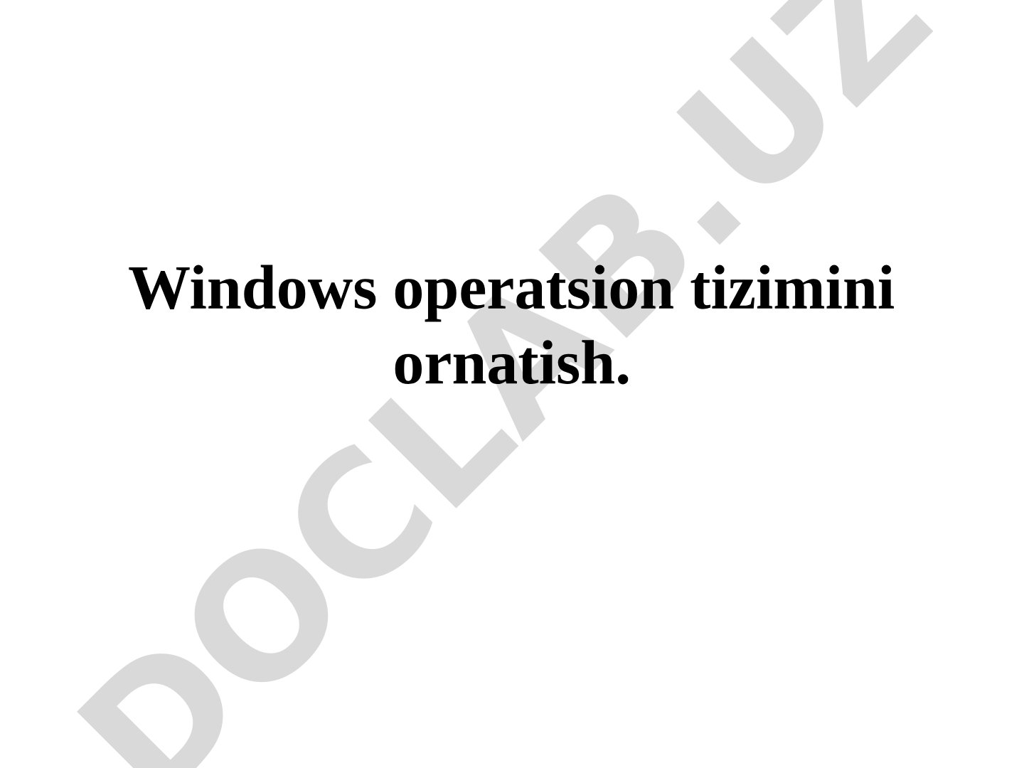 Windows operatsion tizimini ornatish