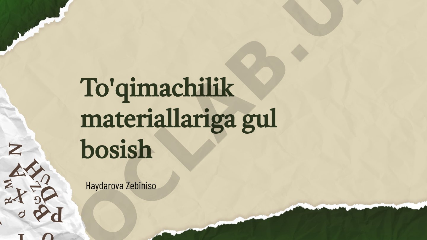 To'qimachilik materiallariga gul bosish