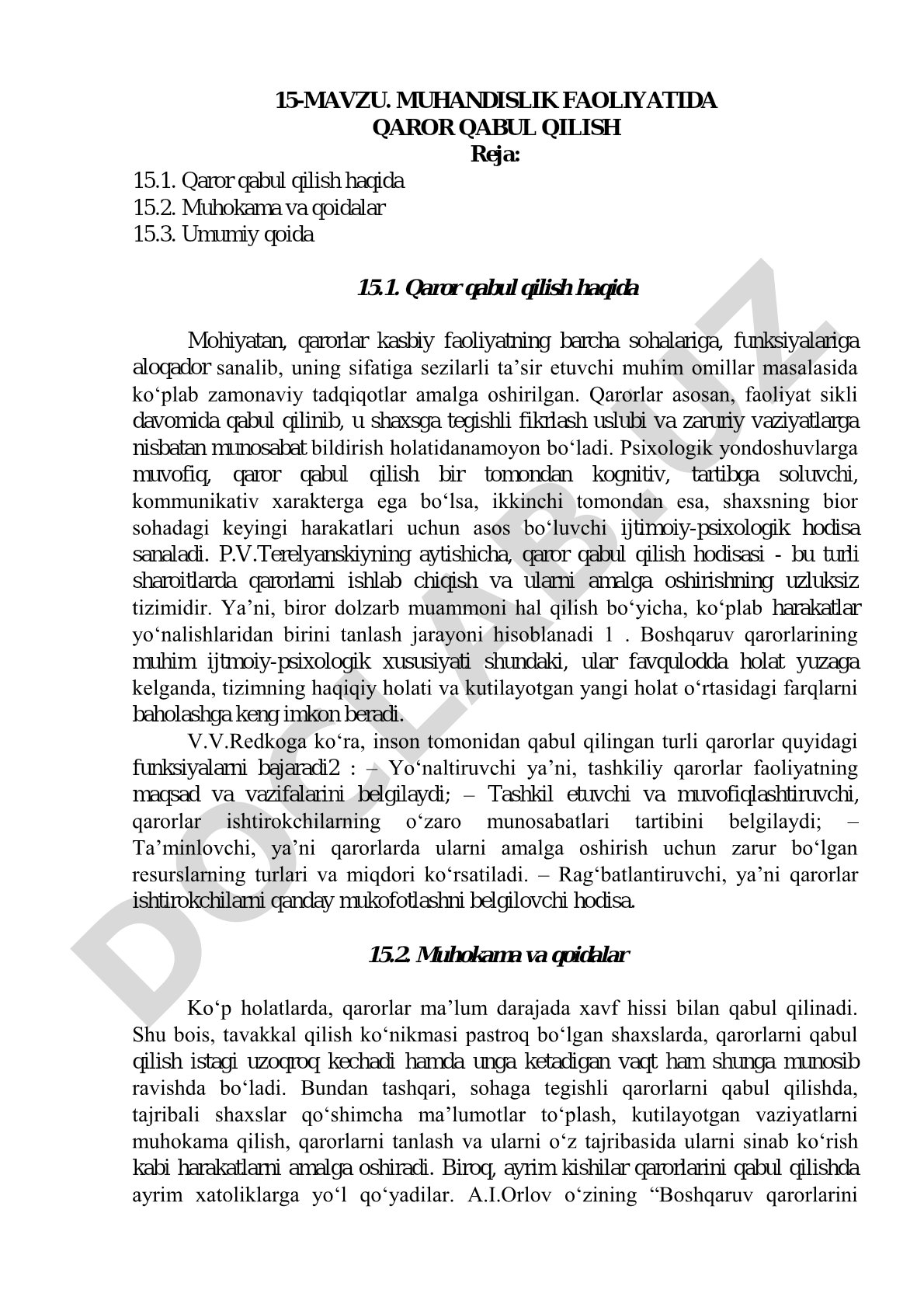 Muhandislik faoliyatida qaror qabul qilish