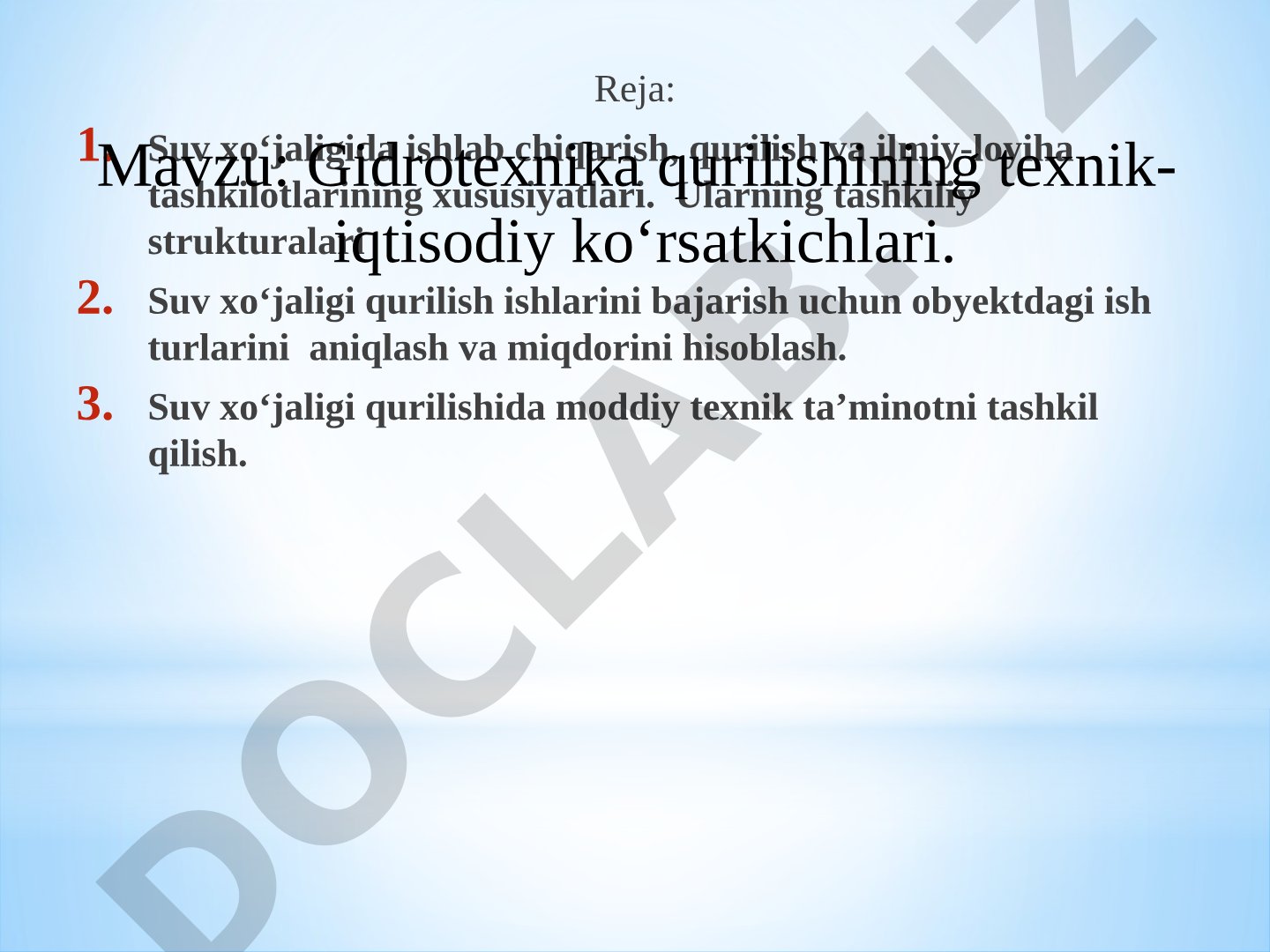 Gidrotexnika qurilishining texnik-iqtisodiy ko'rsatkichlari