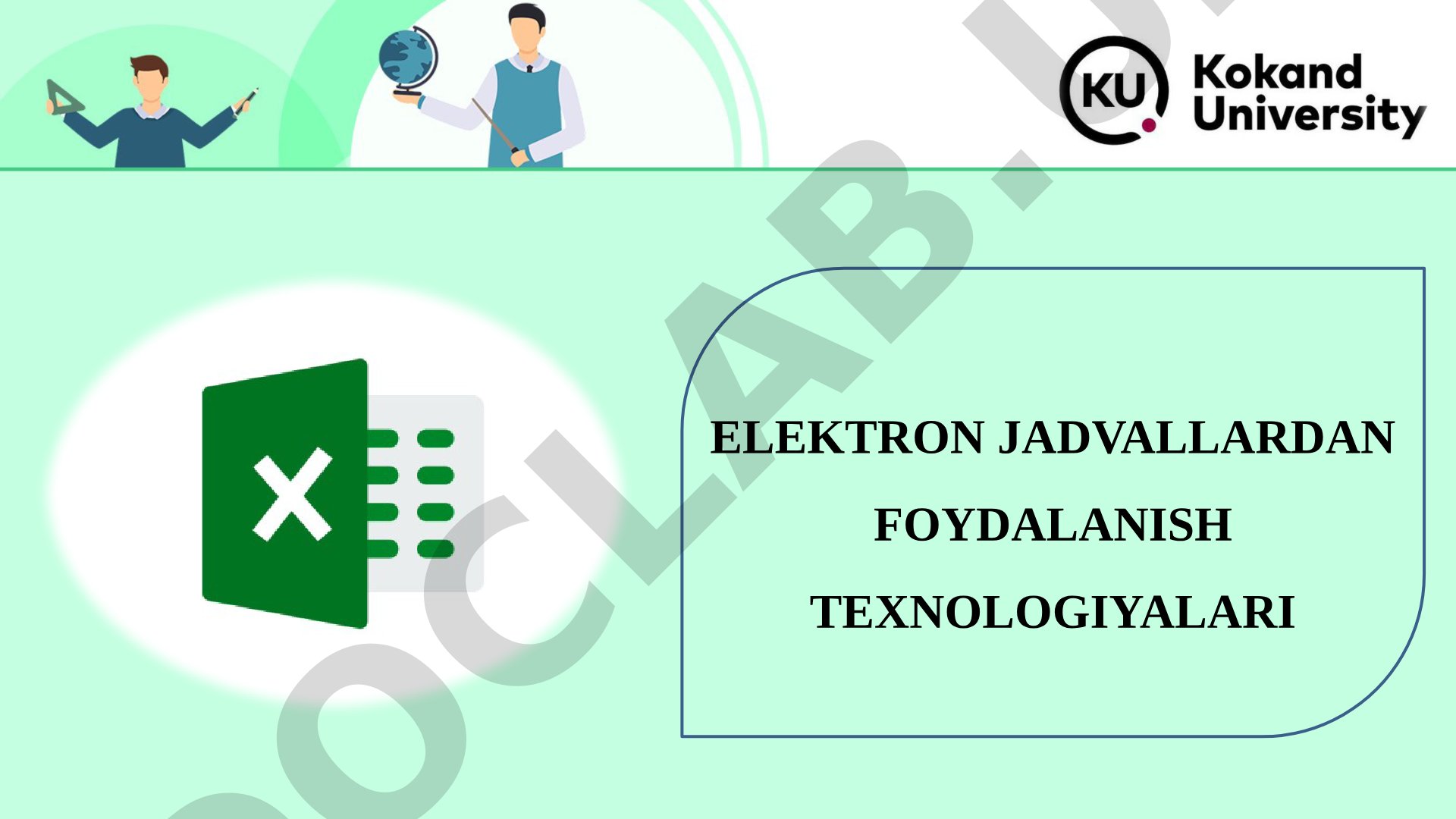 Elektron jadvallar ikki o‘lchovli massivlar (ko‘pincha ish varaqlari deb ataladi) bo‘lib, ustunlar v