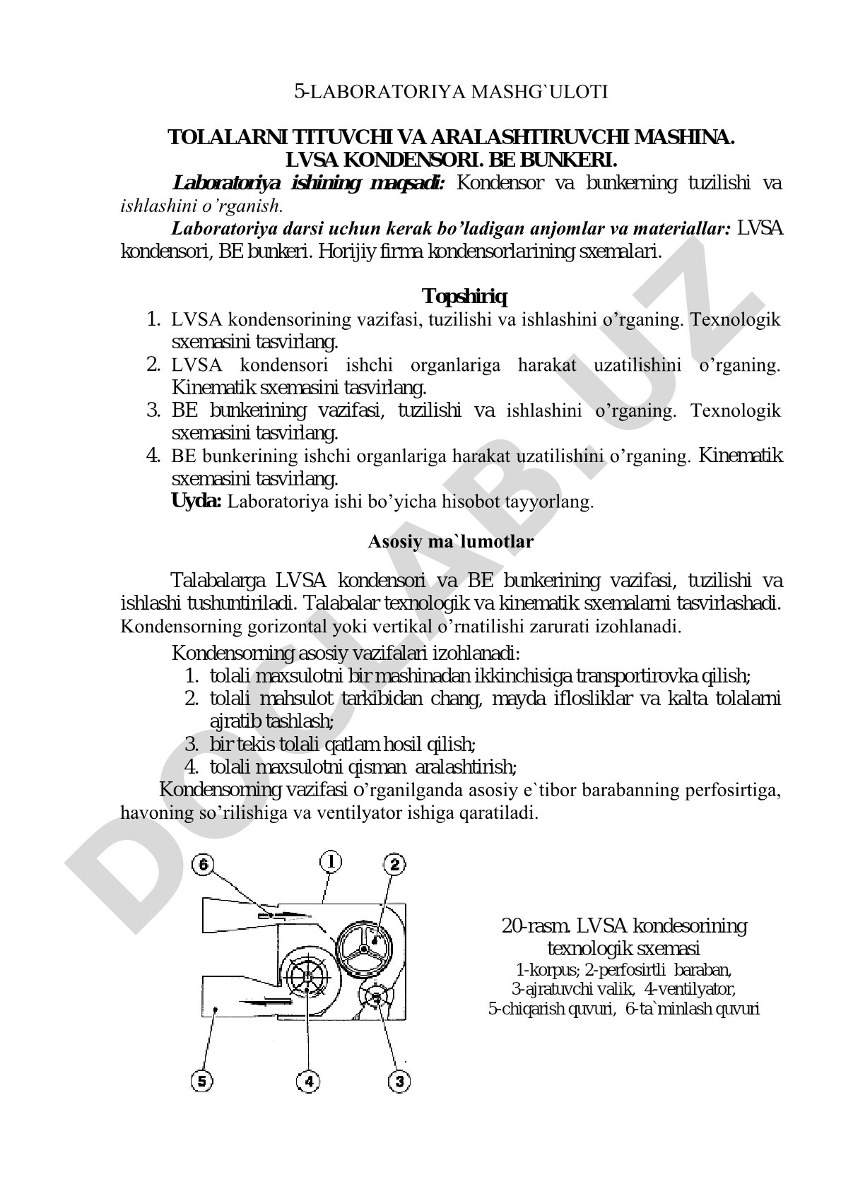 Tolalarni titish va aralashtirish mashinasi: LVSA kondensori va BE bunkeri