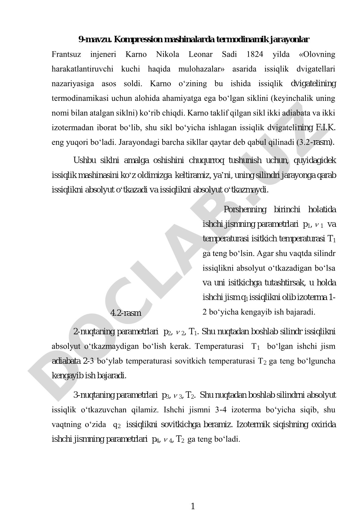 Kompression mashinalarda termodinamik jarayonlar