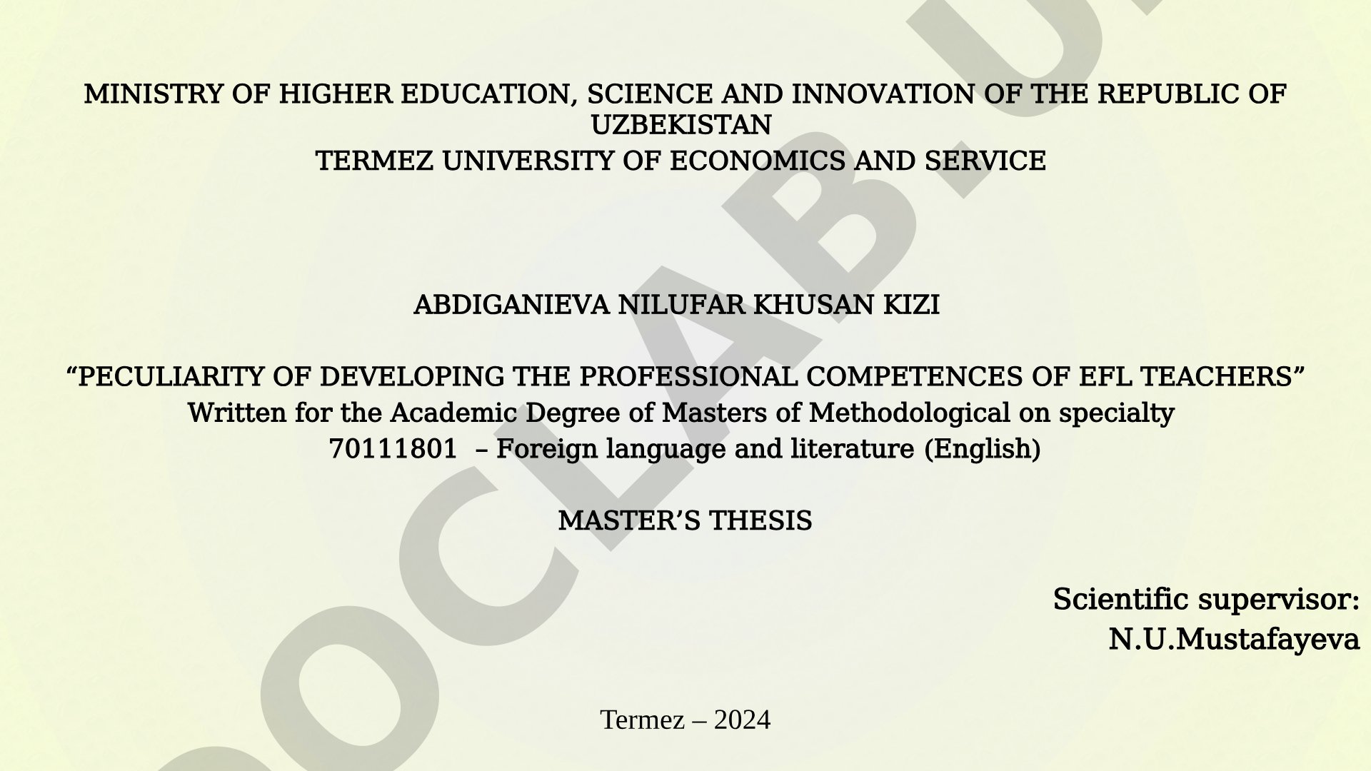 Peculiarity of Developing the Professional Competences of EFL Teachers
