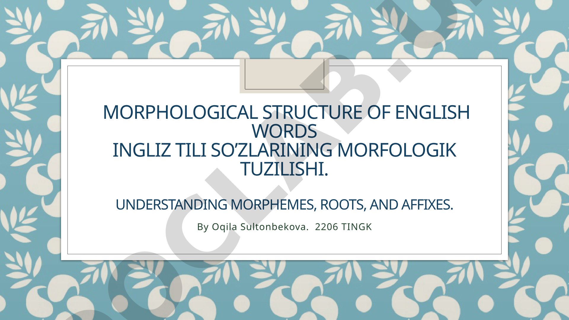 Morphological Structure of English Words