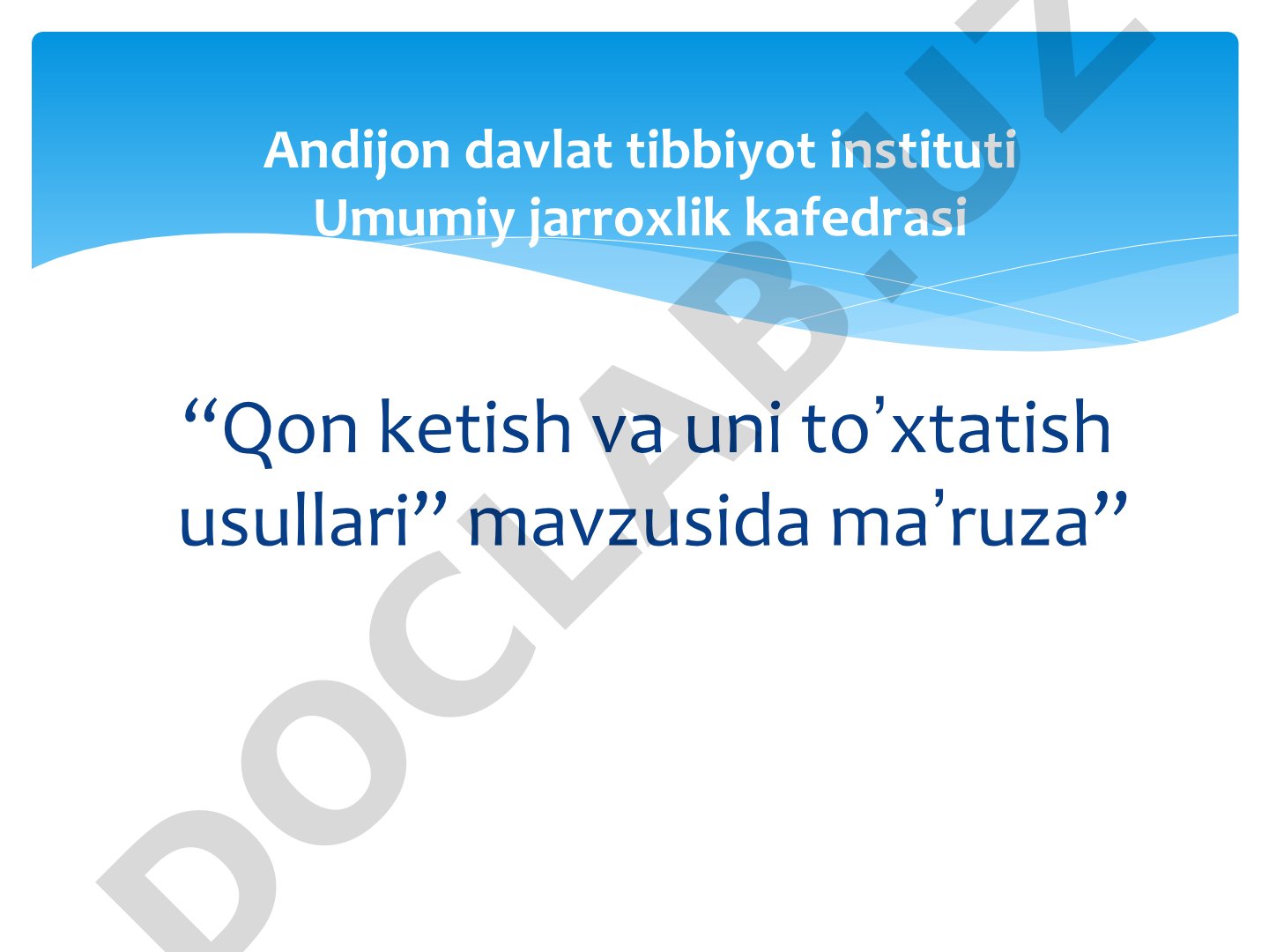 Qon ketish va uni to'xtatish usullari