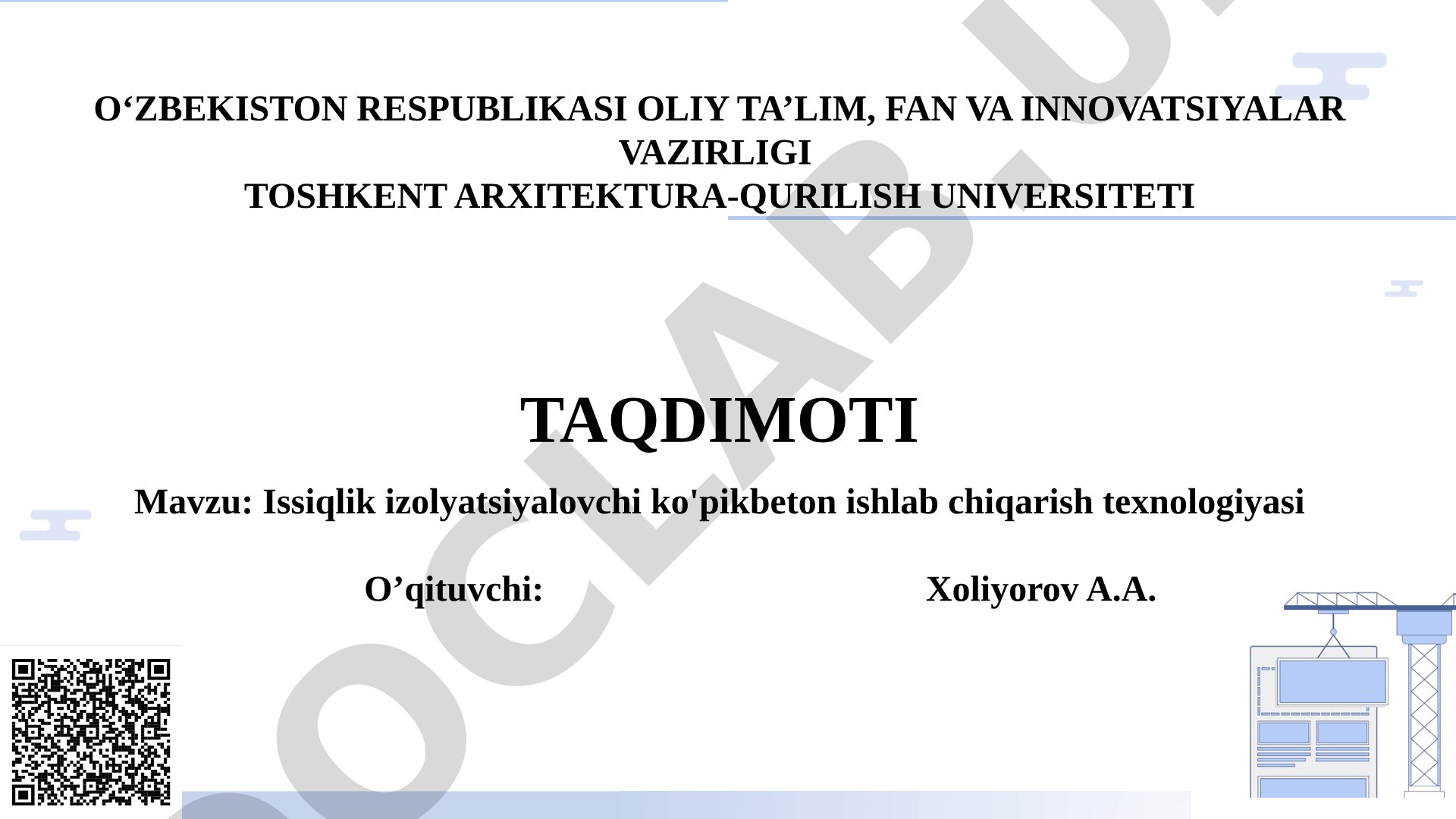 Issiqlik izolyatsiyalovchi ko'pikbeton ishlab chiqarish texnologiyasi