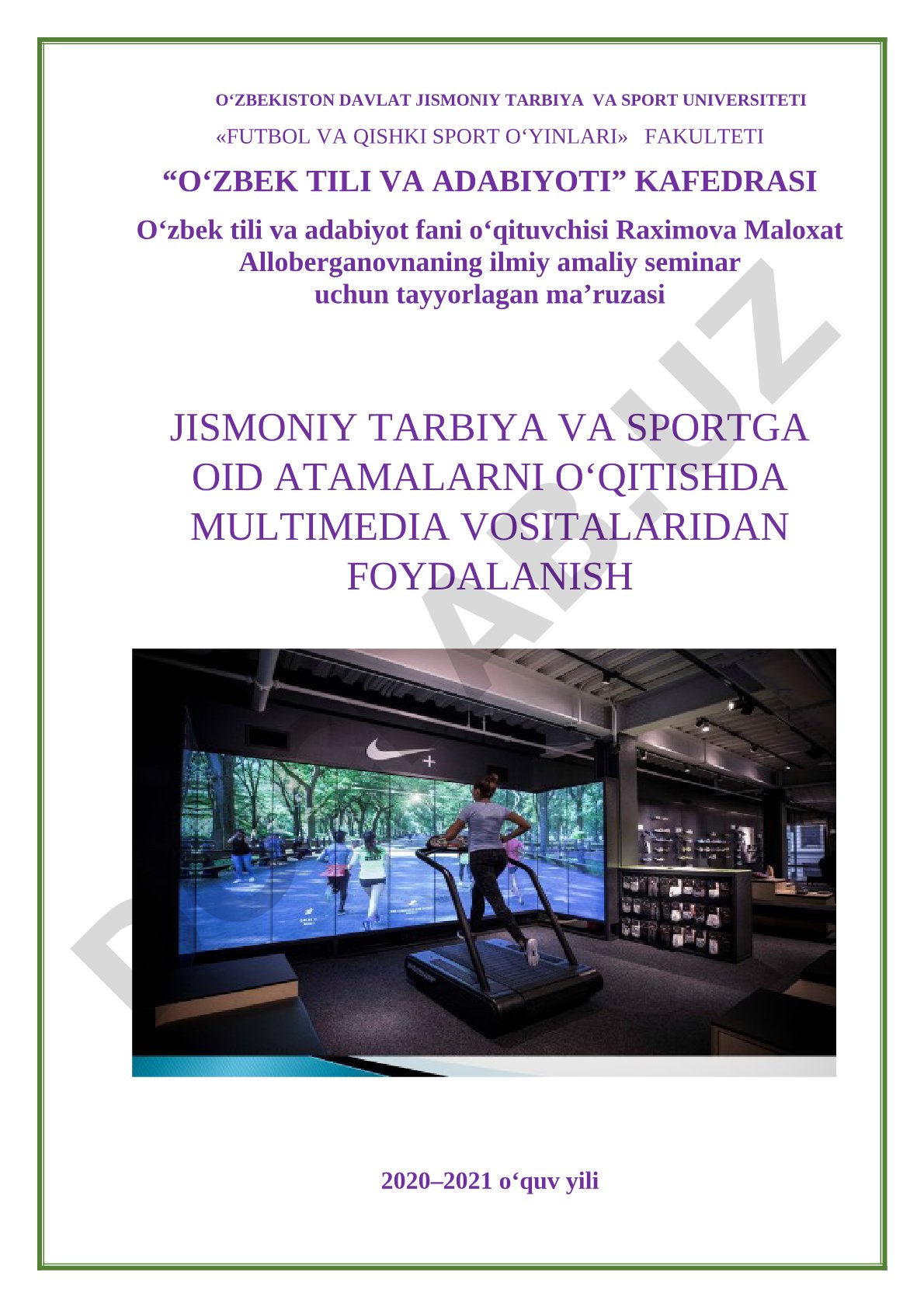 Jismoniy tarbiya va sportga oid atamalarni o'qitishda multimedia vositalaridan foydalanish