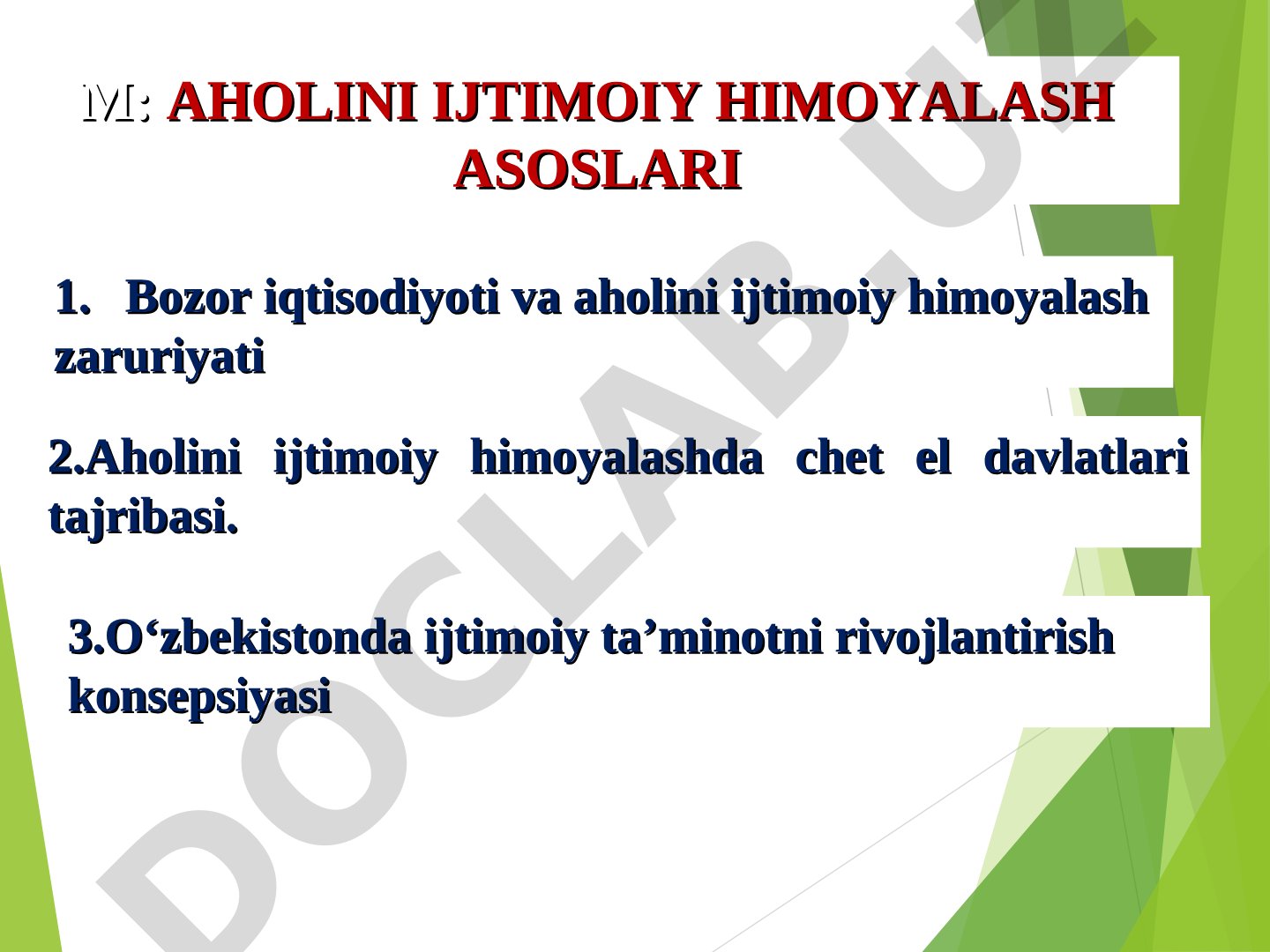 Aholini ijtimoiy himoyalash asoslari