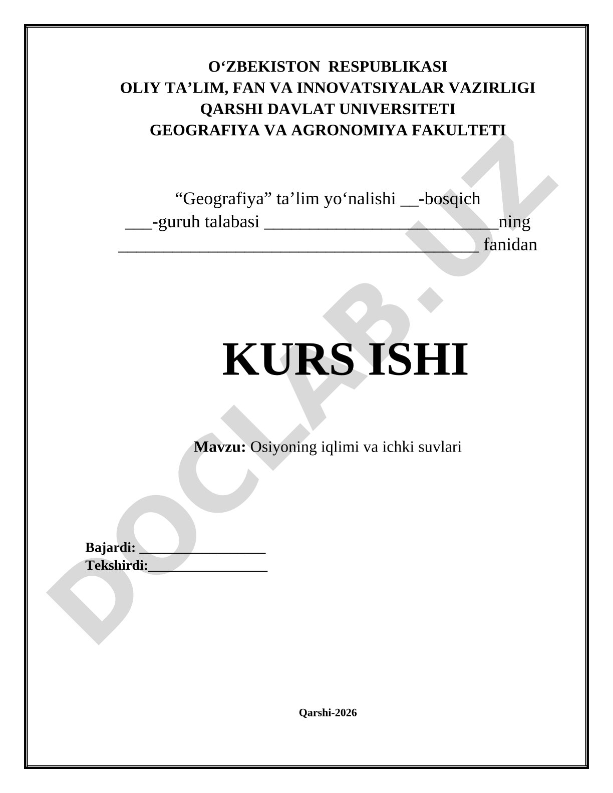 Osiyoning iqlimi va ichki suvlari