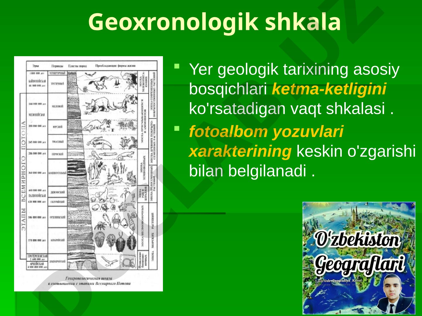Geoxronologik shkala va Yer geologik tarixi