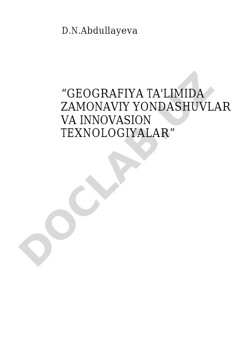 Geografiya ta'limida zamonaviy yondashuvlar va innovasion texnologiyalar