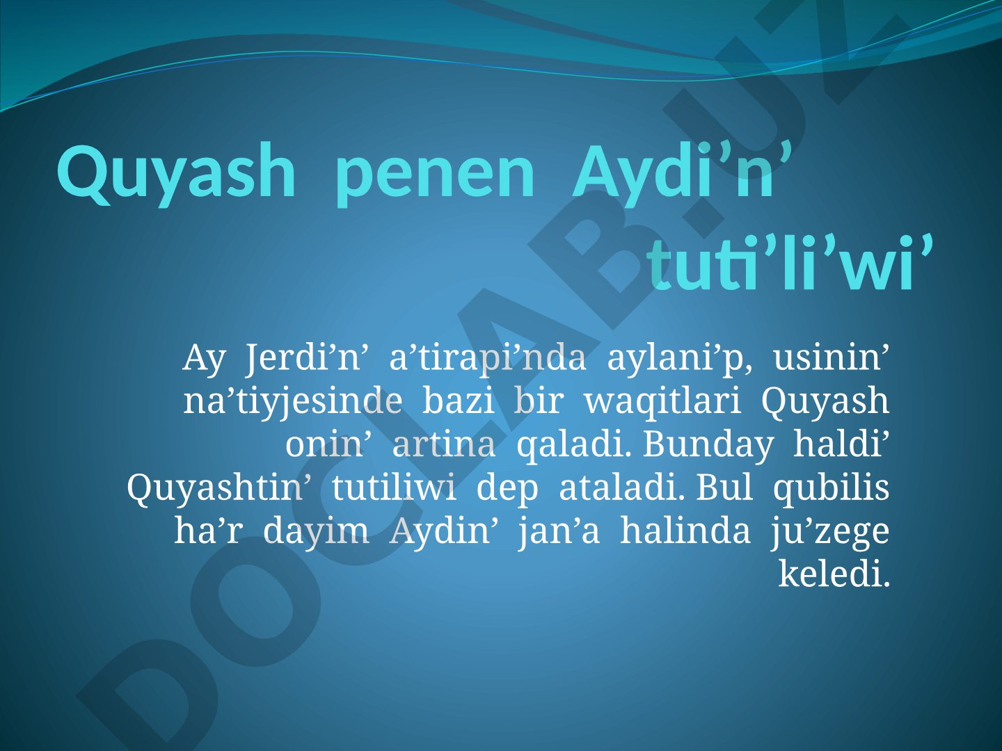 Quyash penen Aydi’n’ tuti’li’wi’