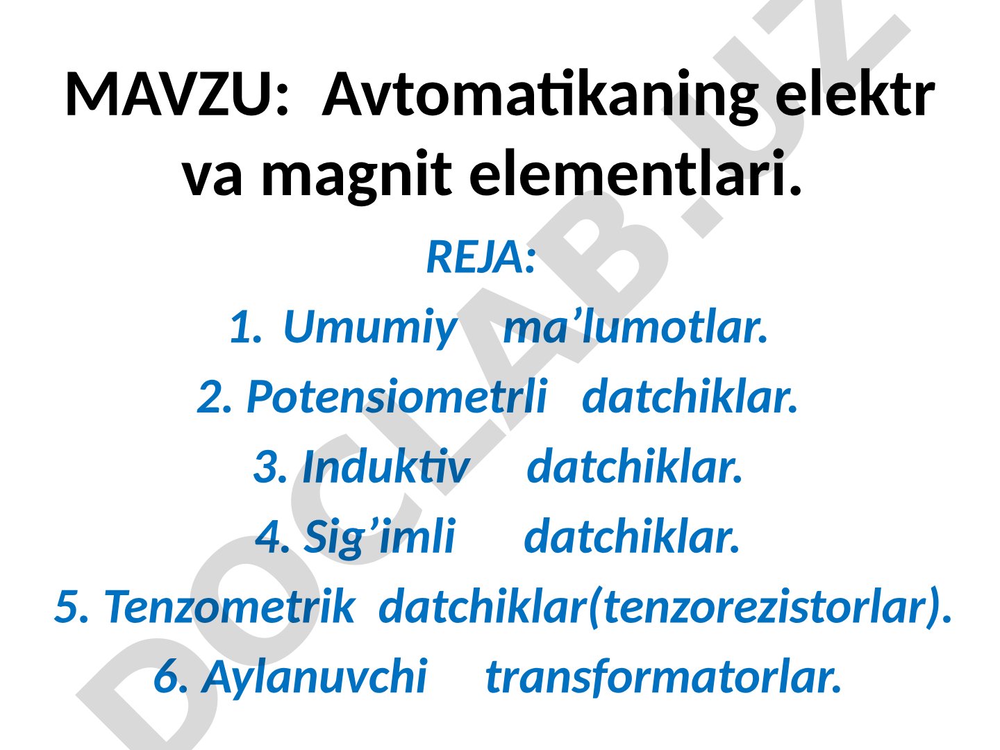 Avtomatikaning elektr va magnit elementlari