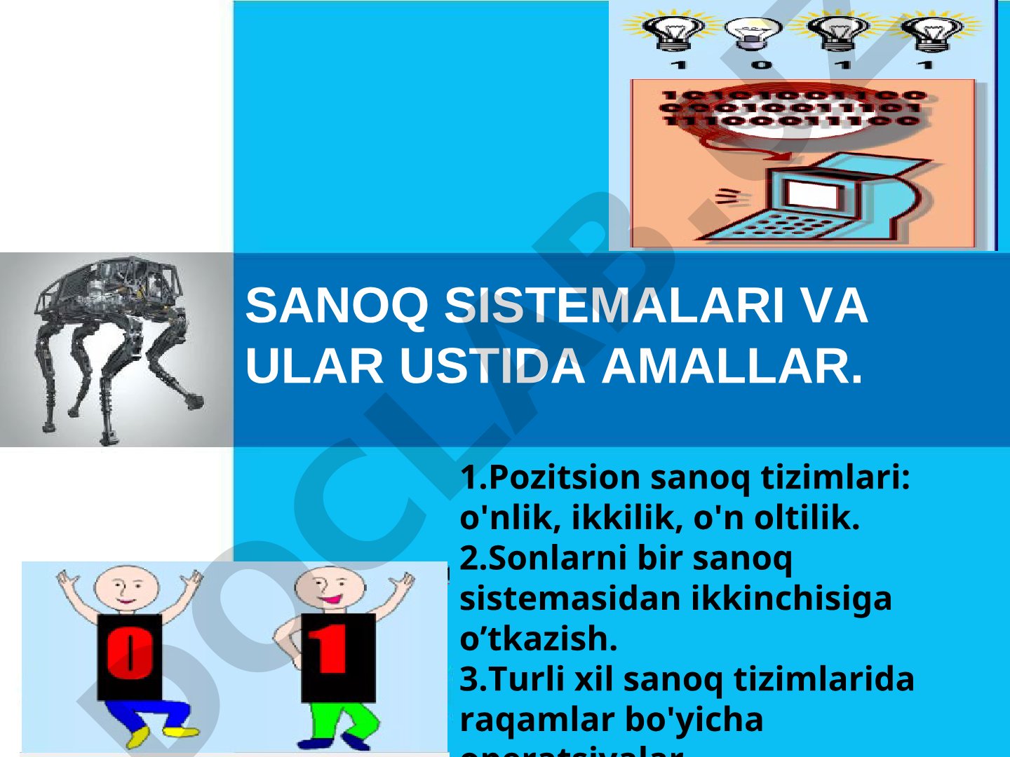 Sanoq sistemalari va ular ustida amallar