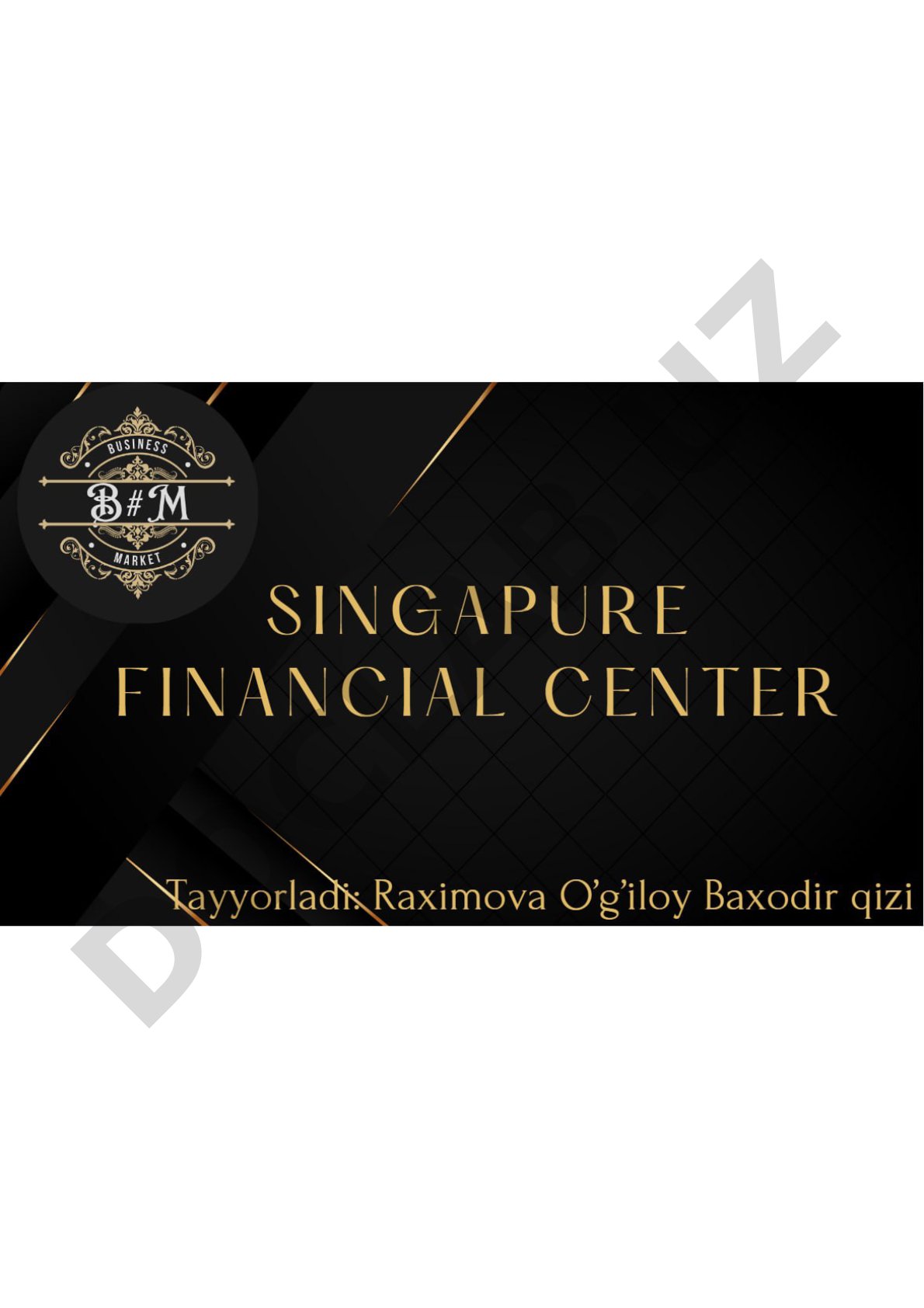 Document from Singapure Financial Center for O'g'iloy Baxodir qizi