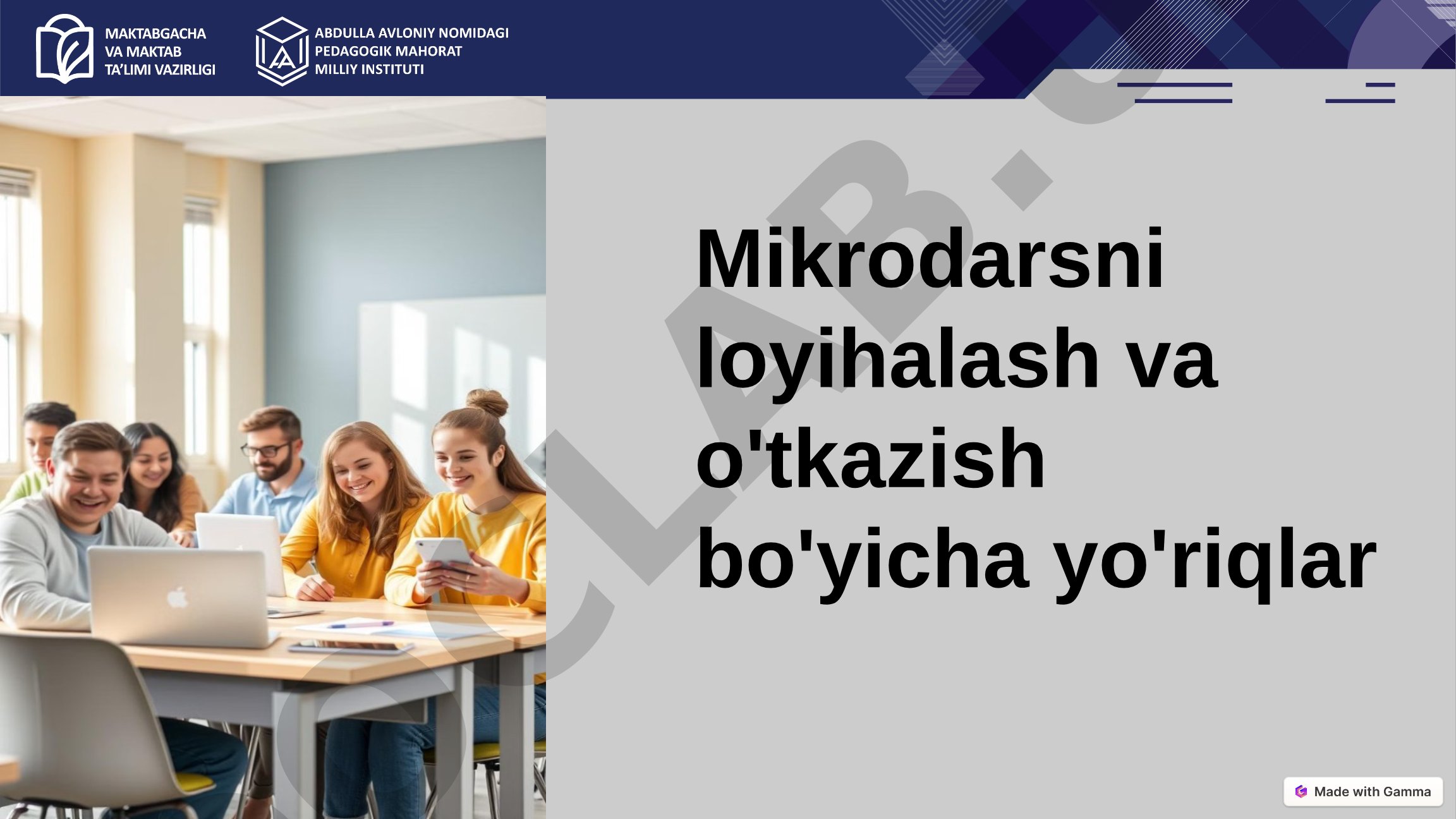 Mikrodarsni loyihalash va o'tkazish bo'yicha yo'riqlar