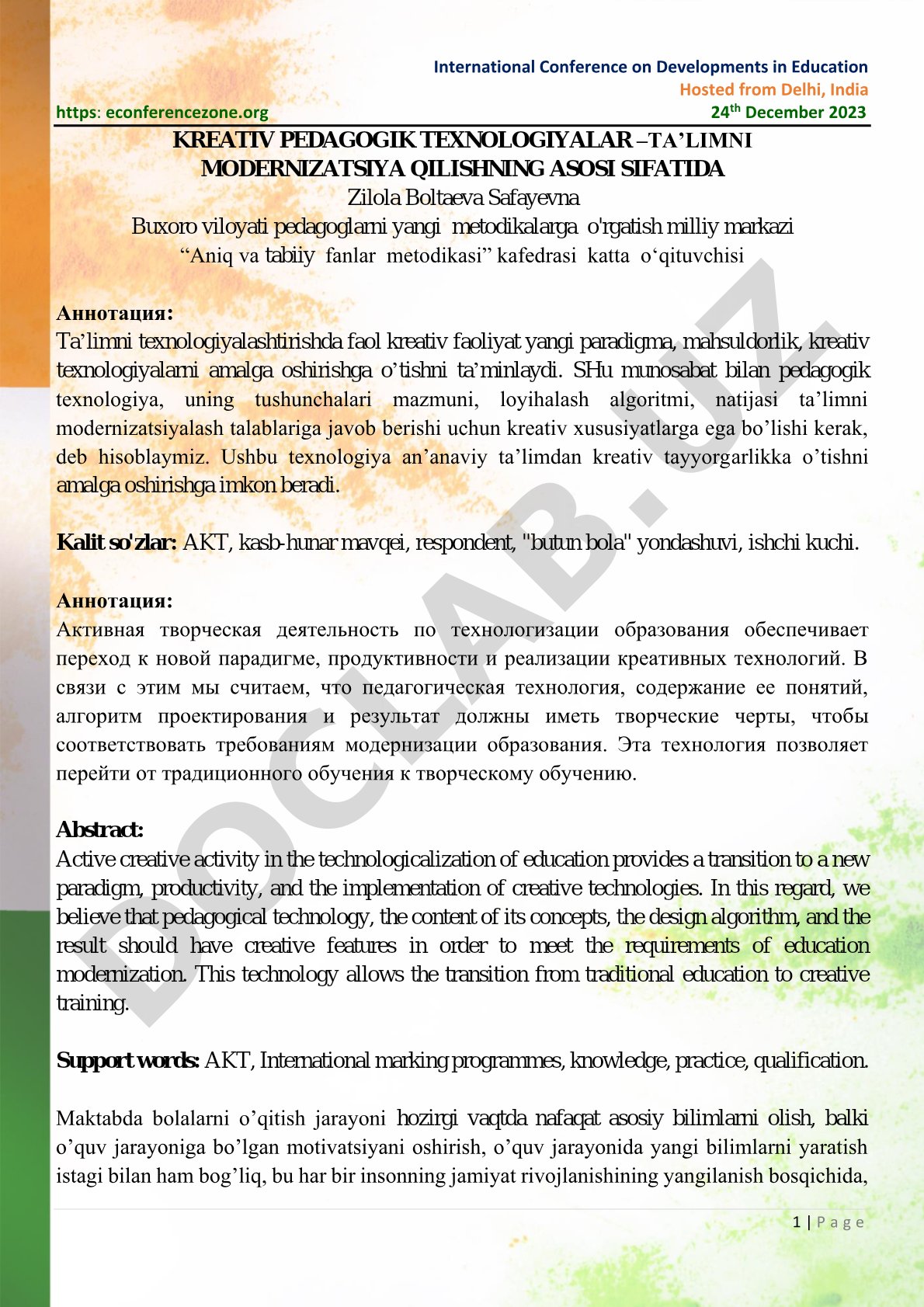 Kreativ pedagogik texnologiyalar –ta’limni modernizatsiya qilishning asosi sifatida