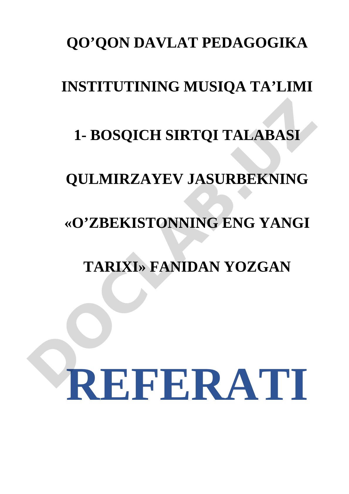 O'zbekistonning eng yangi tarixi fanining predmeti va obyekti