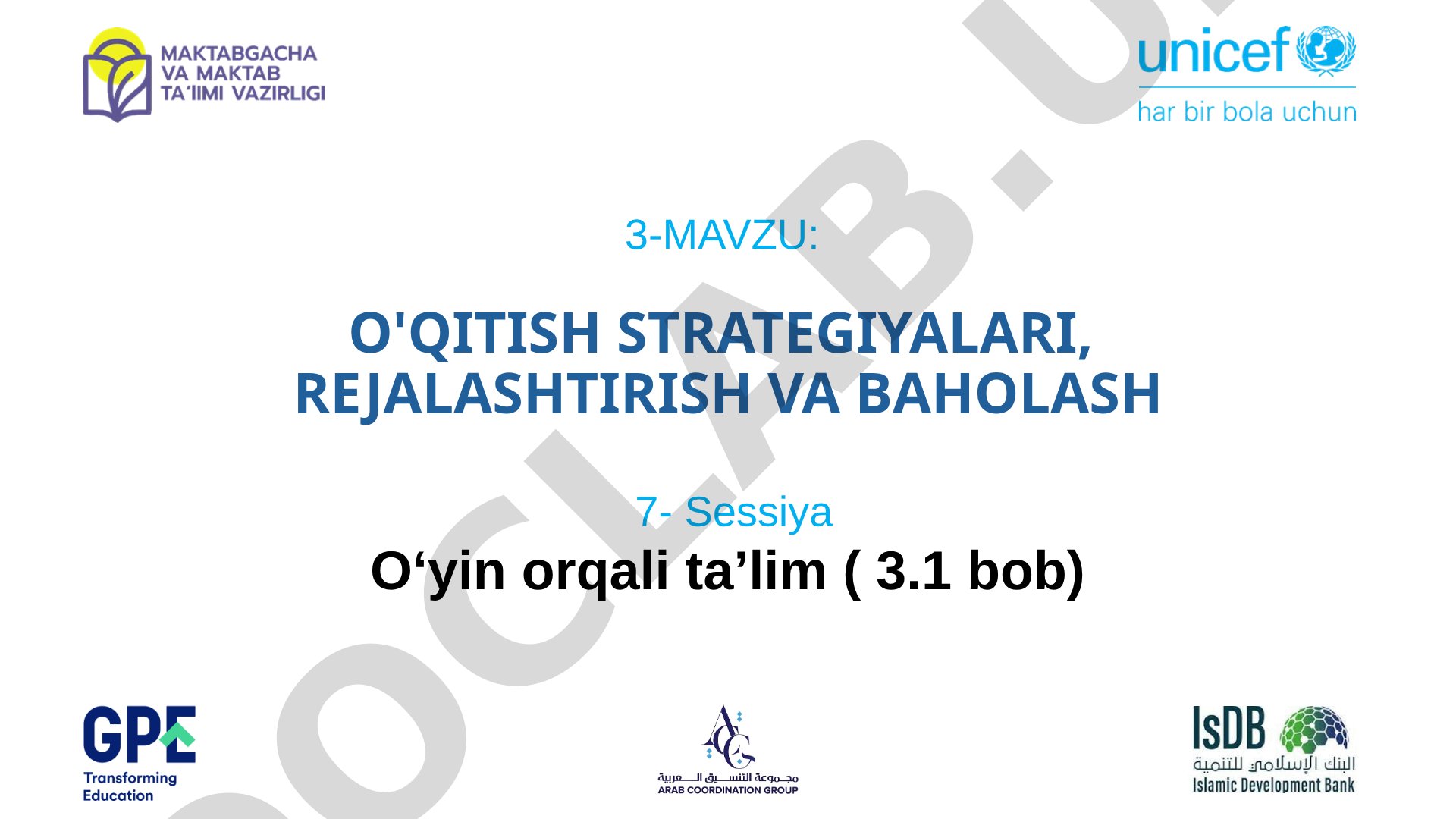 O'QITISH STRATEGIYALARI, REJALASHTIRISH VA BAHOLASH