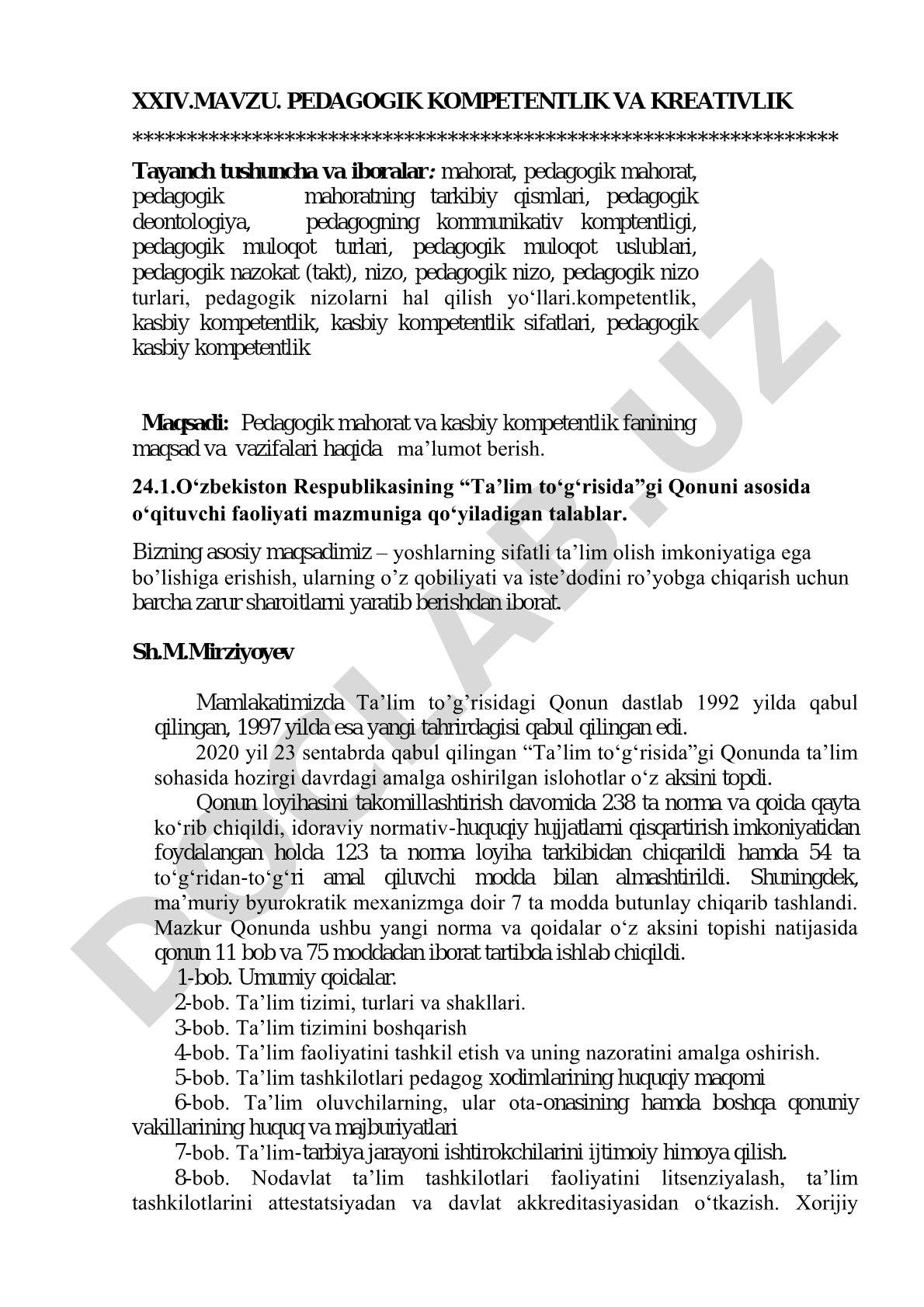 Pedagogik kompetentlik va kreativlik