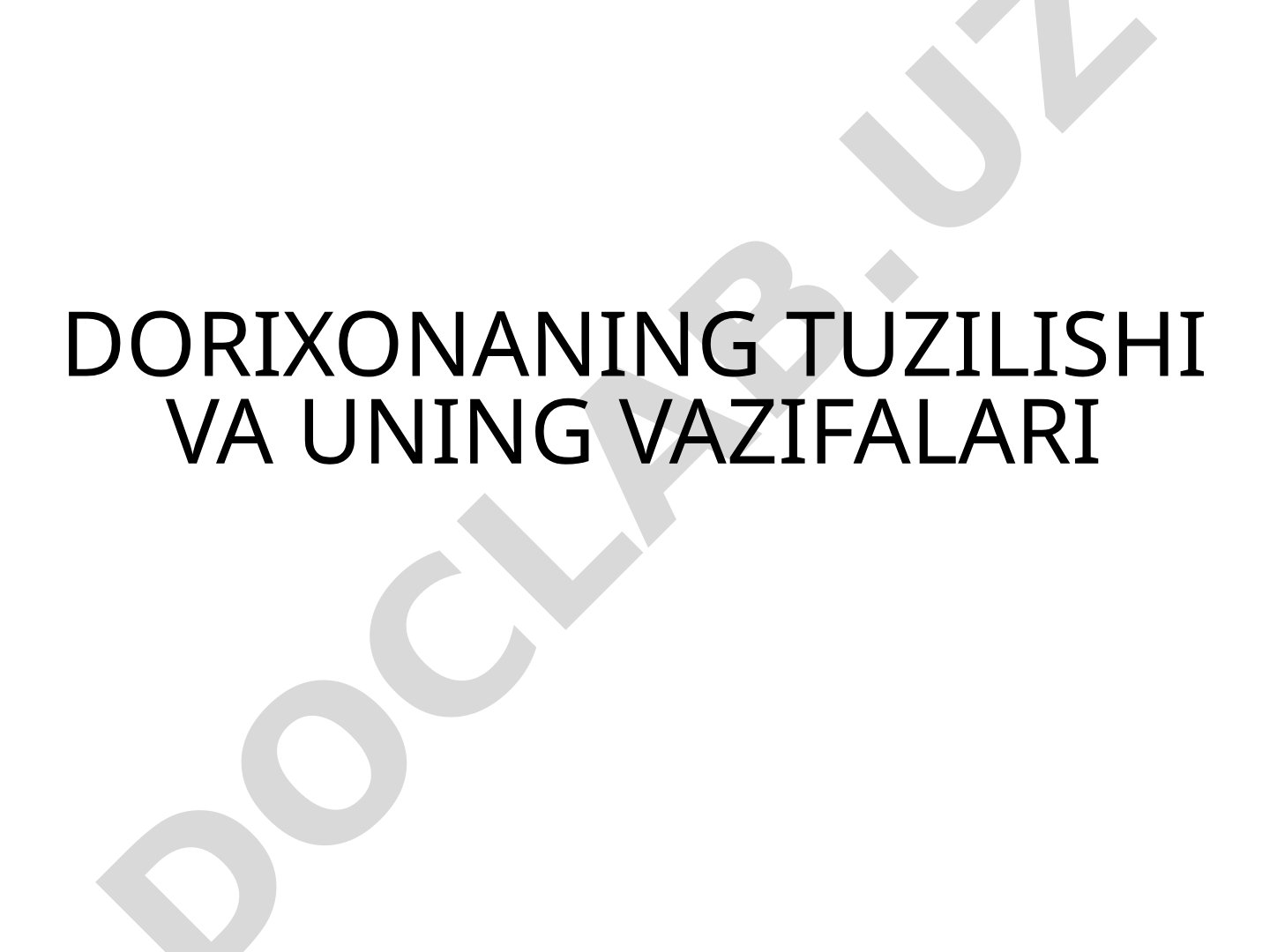 Dorixonaning tuzilishi va uning vazifalari