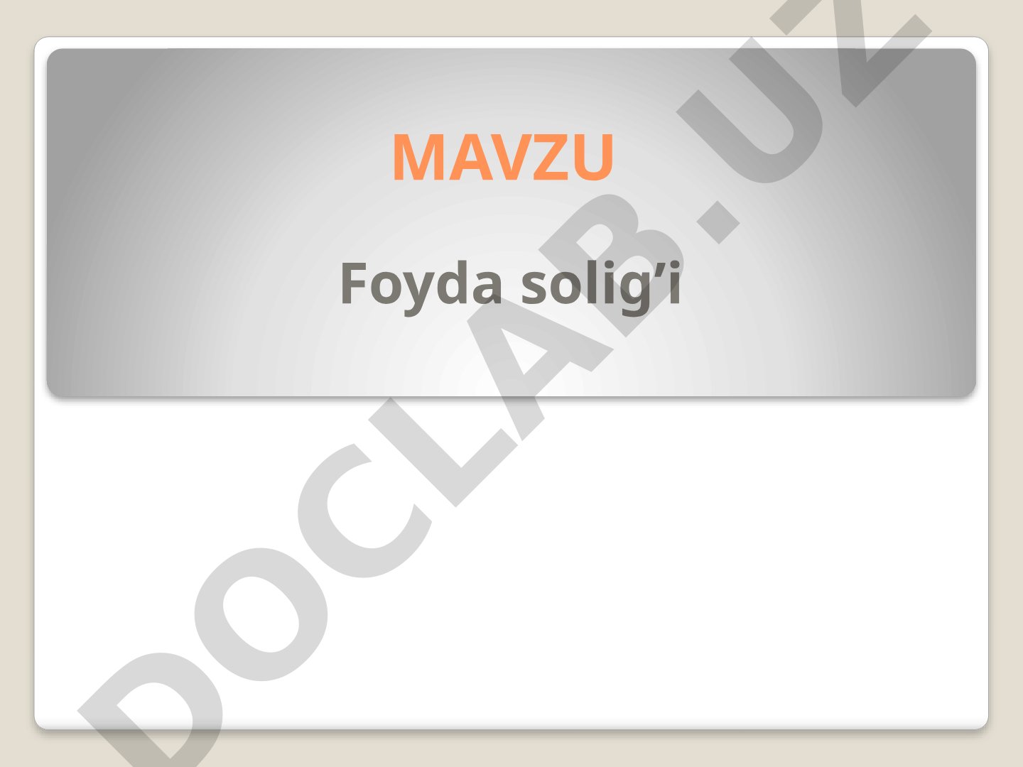 Foyda solig’i