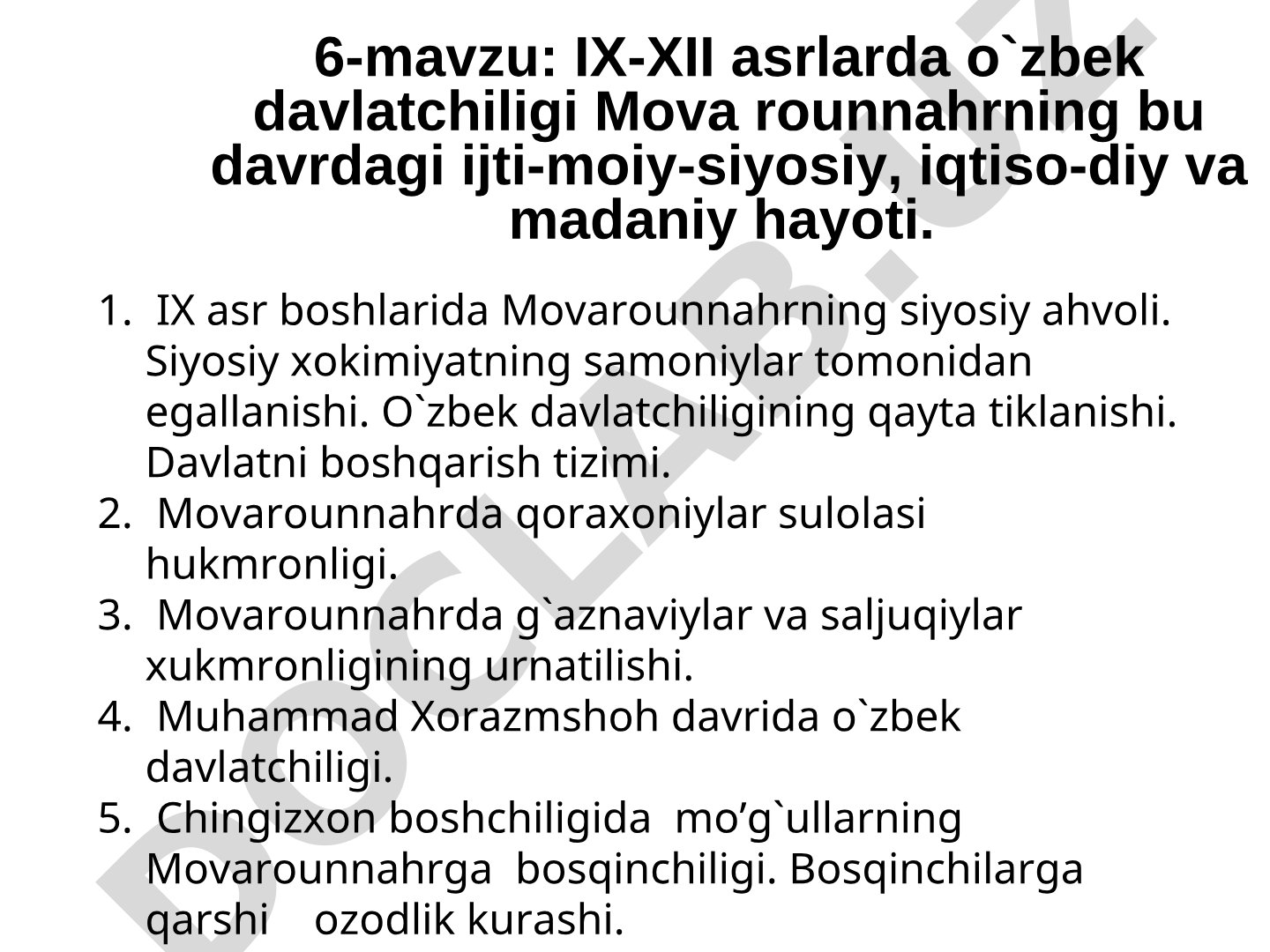 IX-XII asrlarda o'zbek davlatchiligi