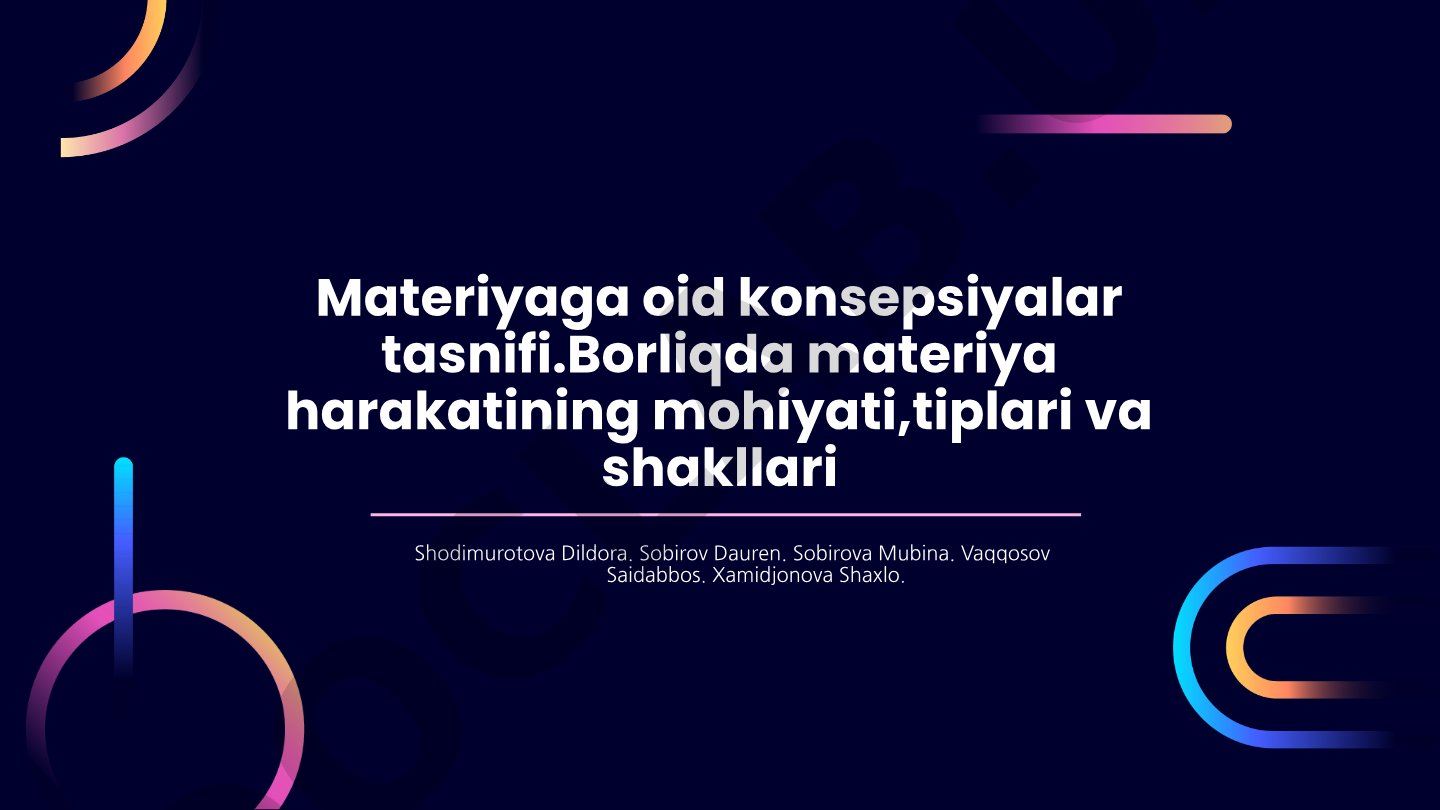 Materiyaga oid konsepsiyalar tasnifi