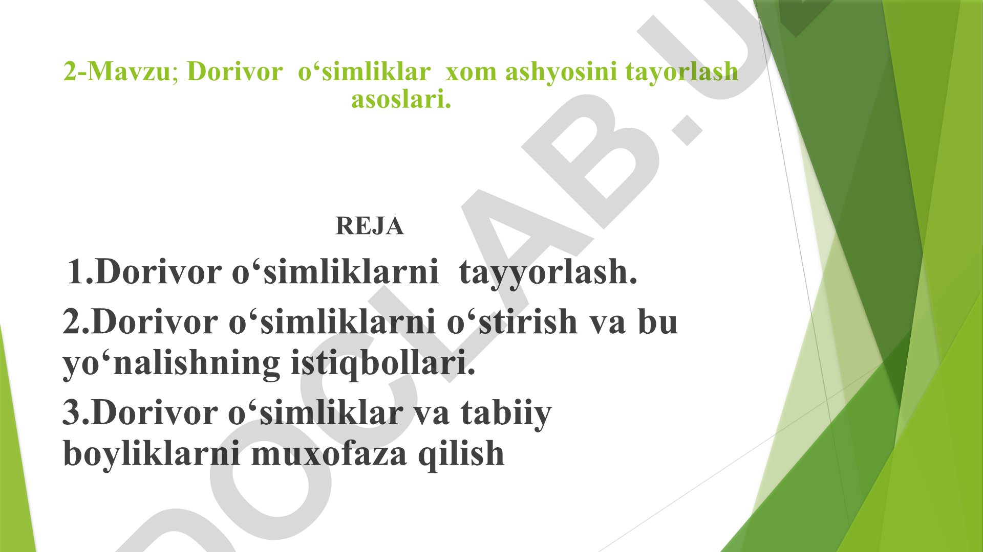 Dorivor o‘simliklar xom ashyosini tayyorlash asoslari