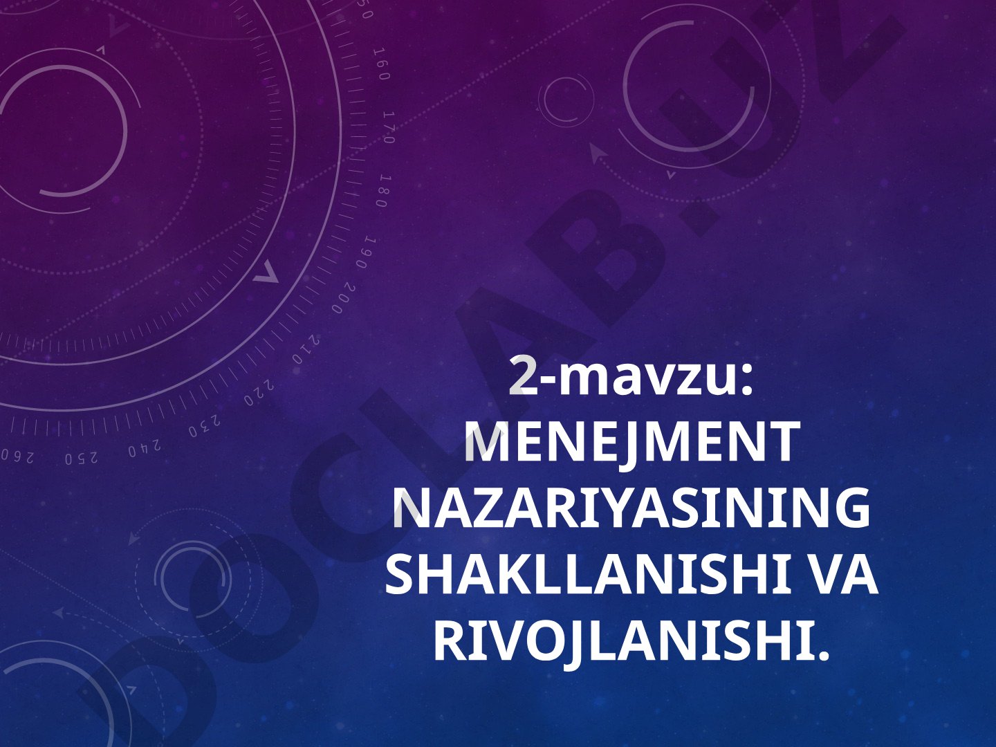 Menejment nazariyasining shakllanishi va rivojlanishi