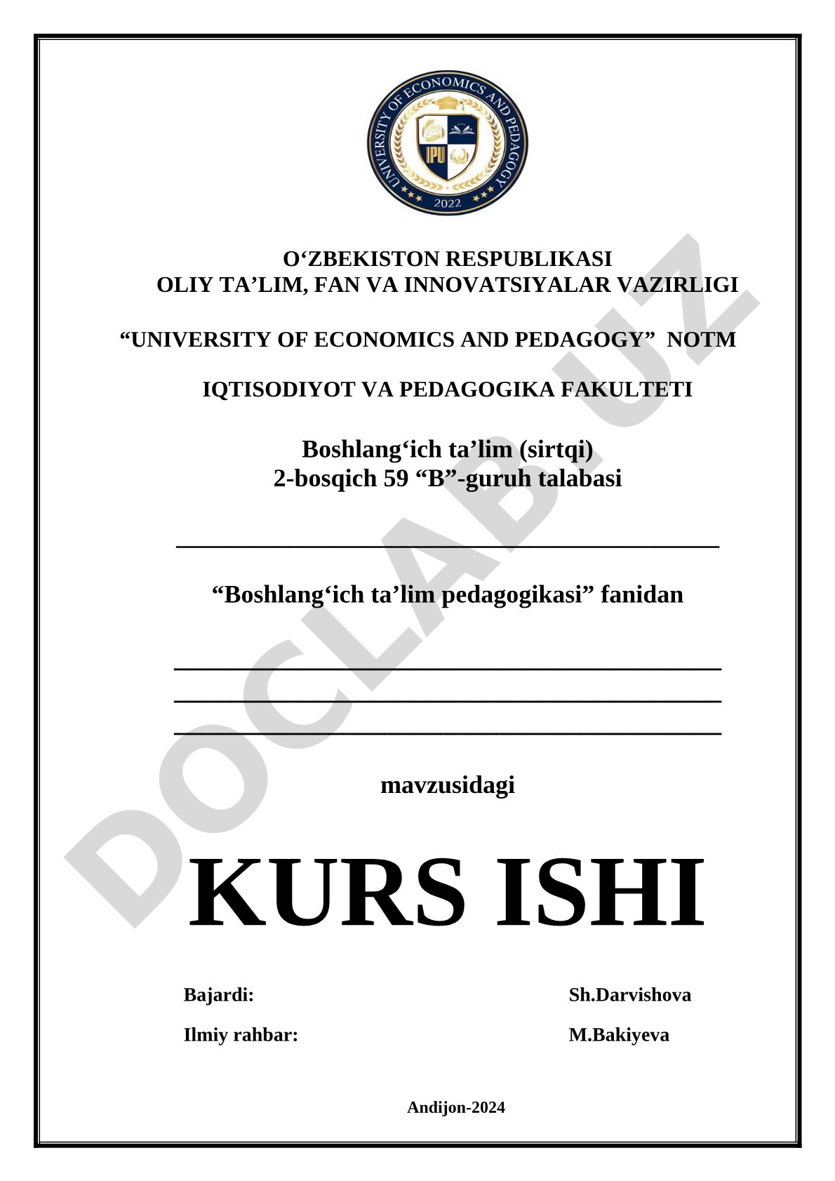 Boshlang'ich ta'lim pedagogikasi