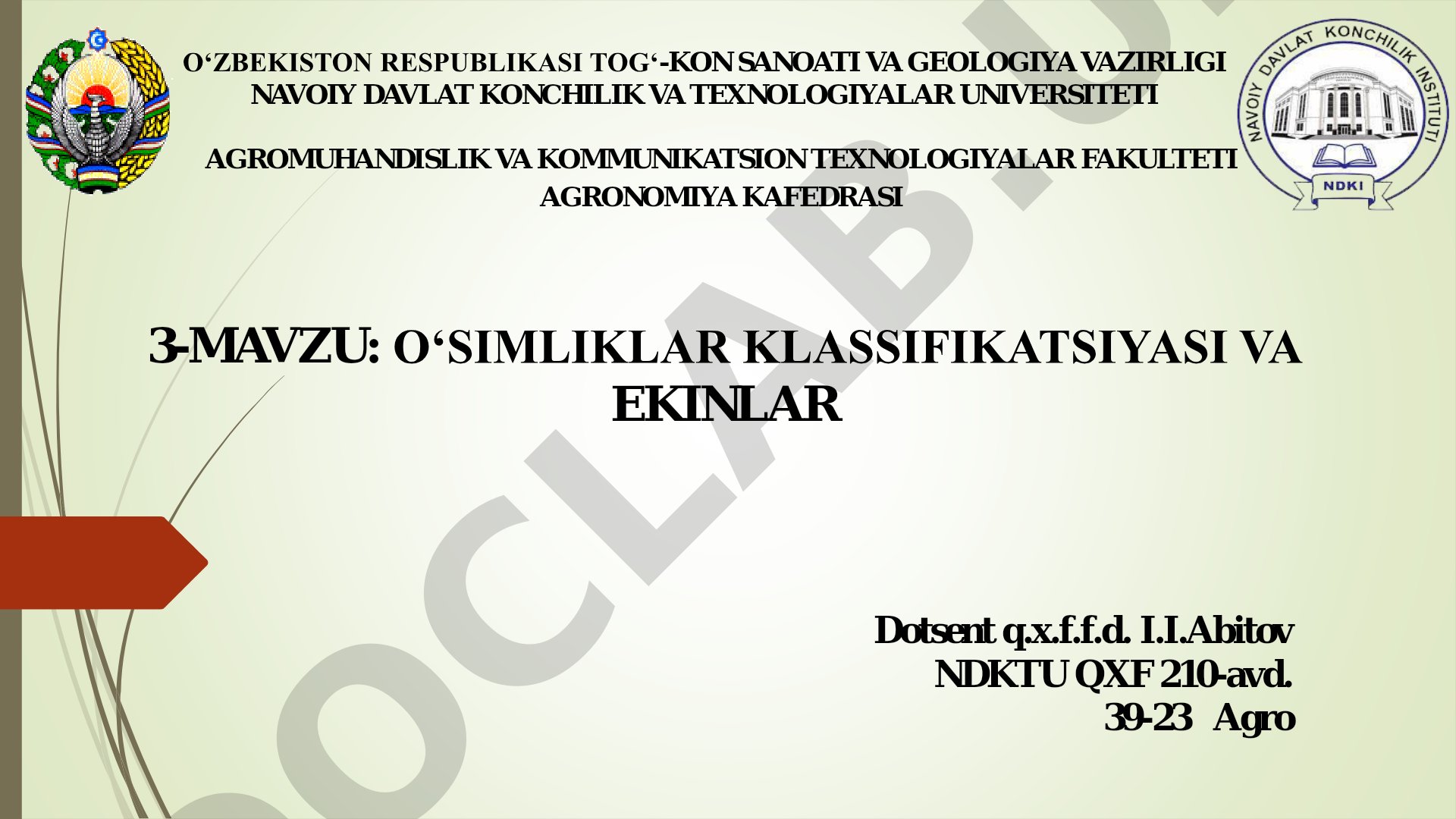 O‘simliklar klassifikatsiyasi va ekinlar