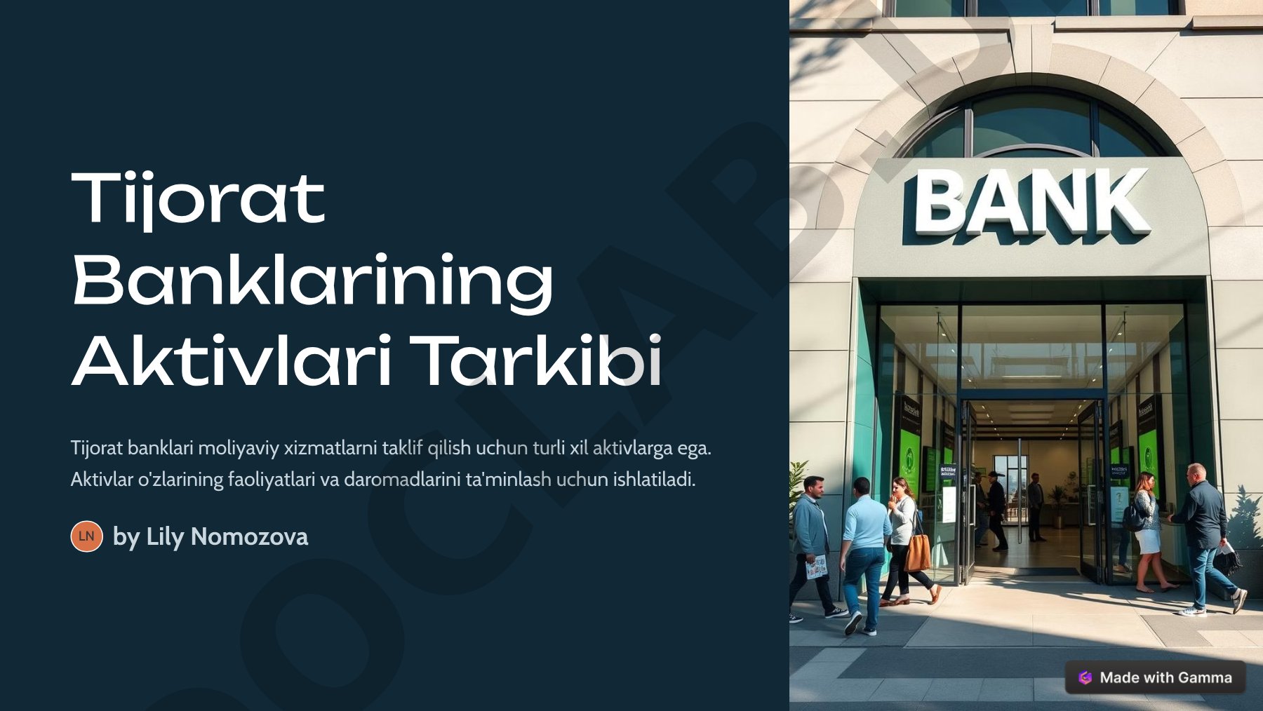 Tijorat Banklarining Aktivlari Tarkibi