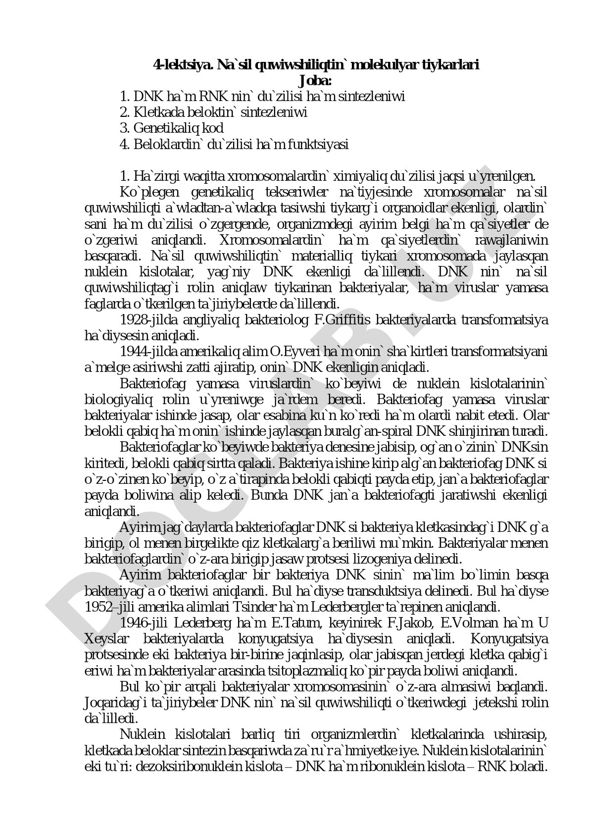 Na`sildiń molekulyar tiykarları