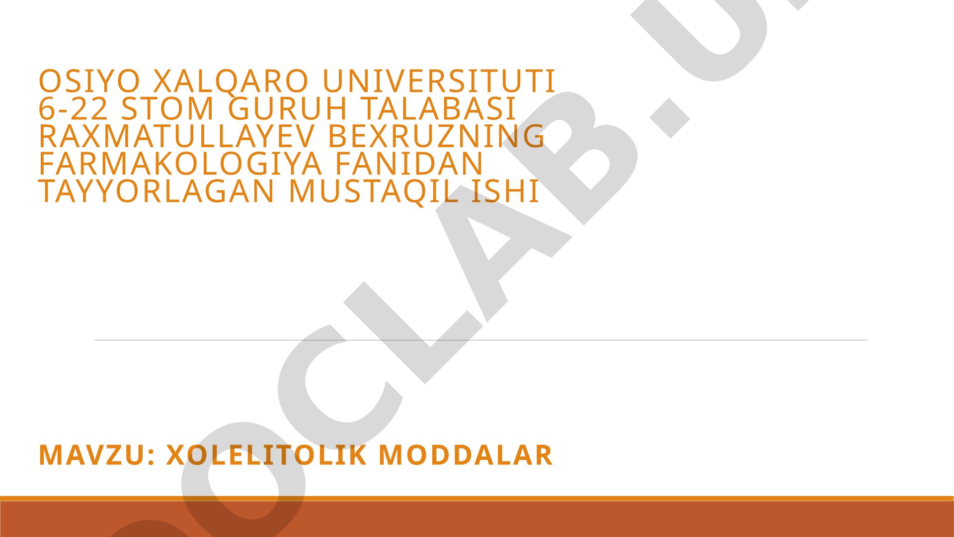 O't xolesterin toshlarini erituvchi xolelitik moddalar haqida ma'lumot