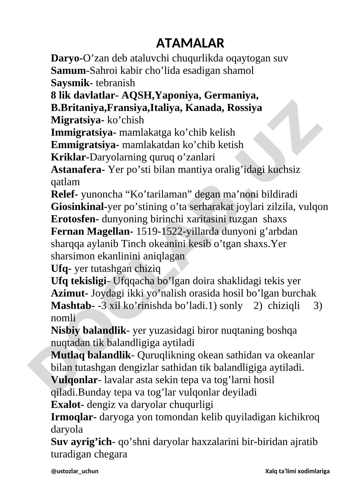 Geografiya atamalari lug'ati