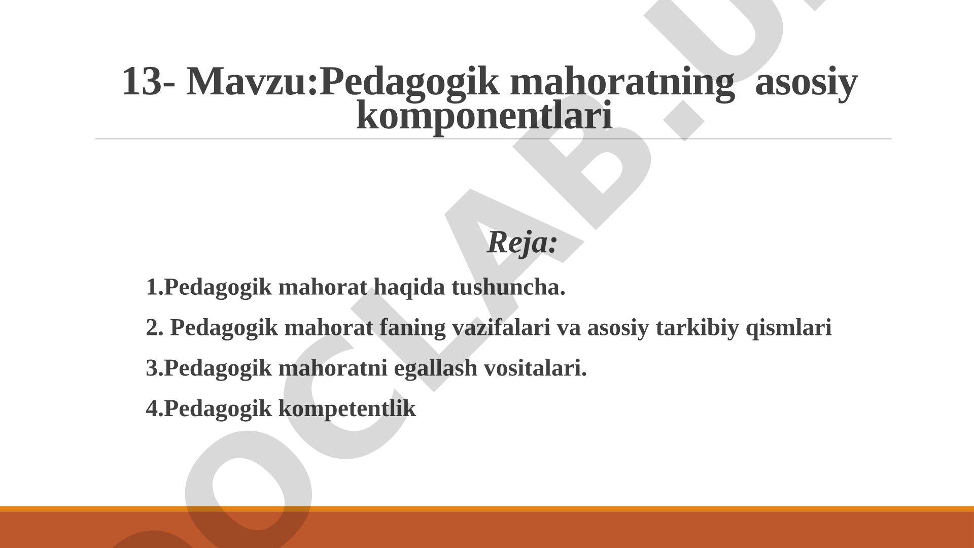 Pedagogik mahoratning asosiy komponentlari